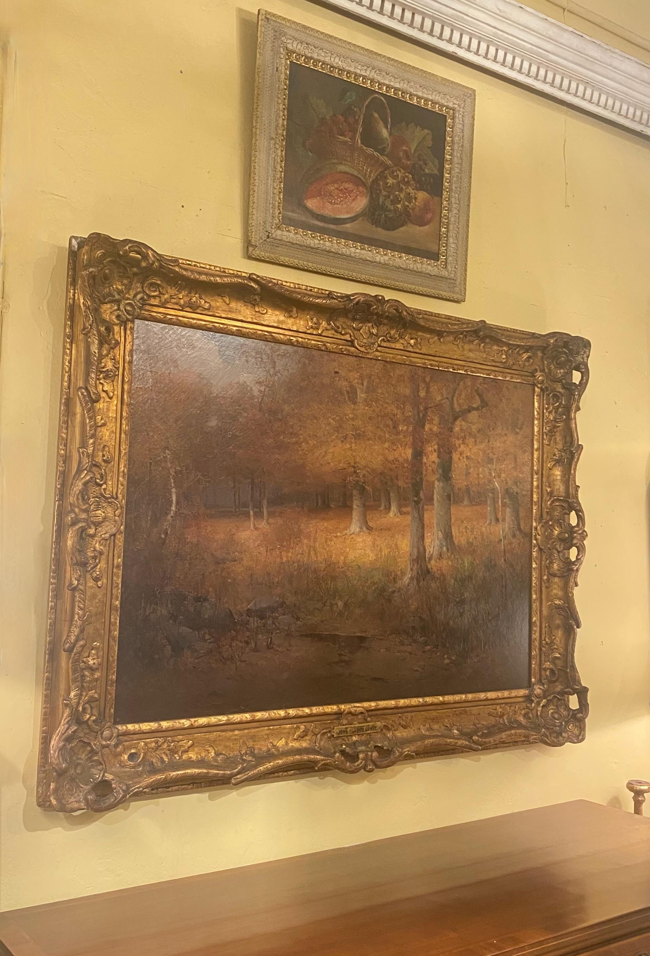 Large Beech Trees Landscape Painting by American Artist John Elwood Bundy, 1910 In Good Condition In San Francisco, CA