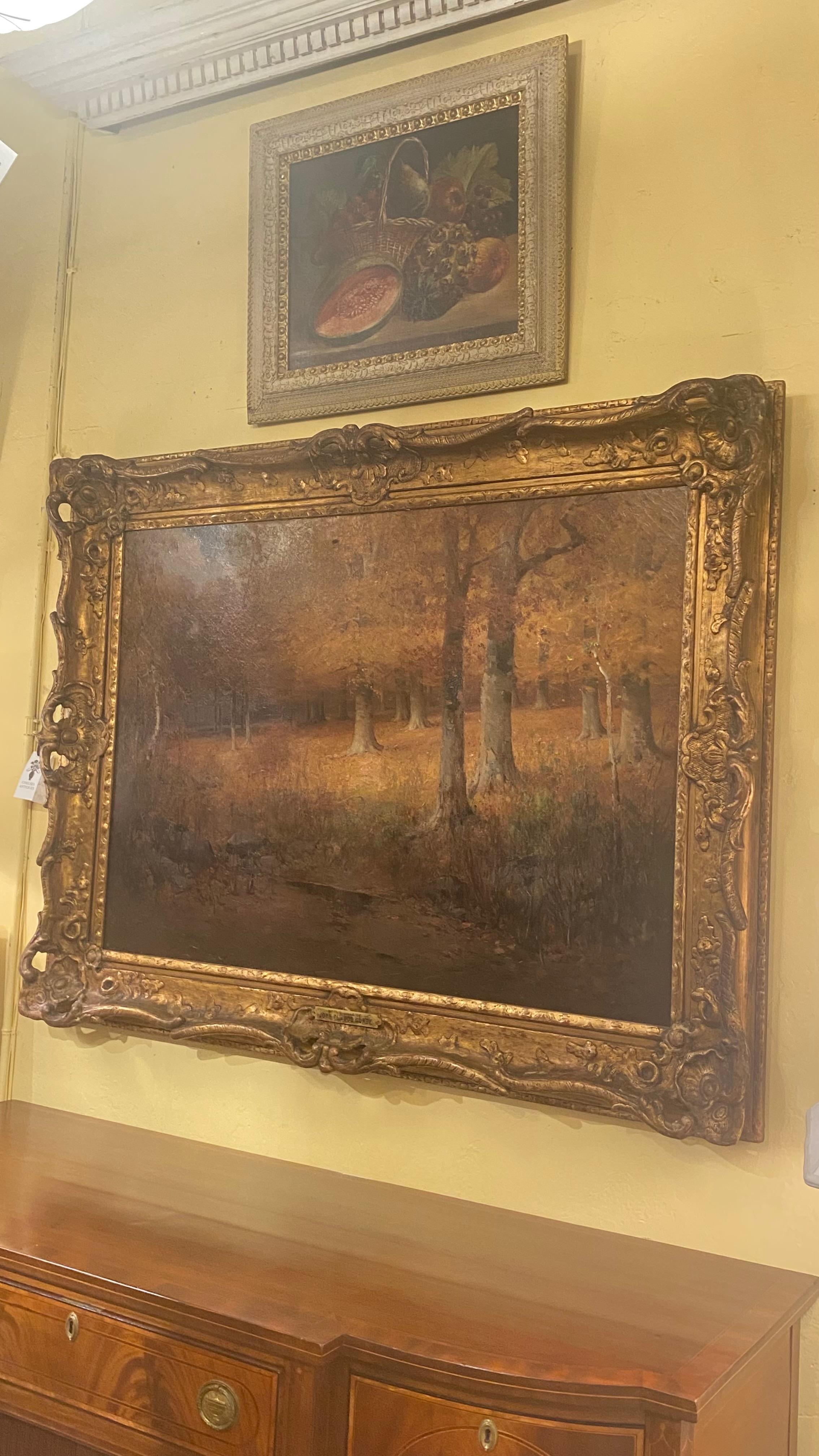 Large Beech Trees Landscape Painting by American Artist John Elwood Bundy, 1910 2