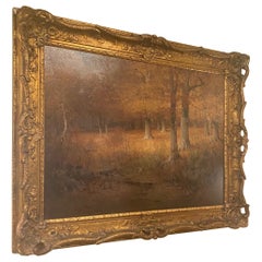 Large Beech Trees Landscape Painting by American Artist John Elwood Bundy, 1910