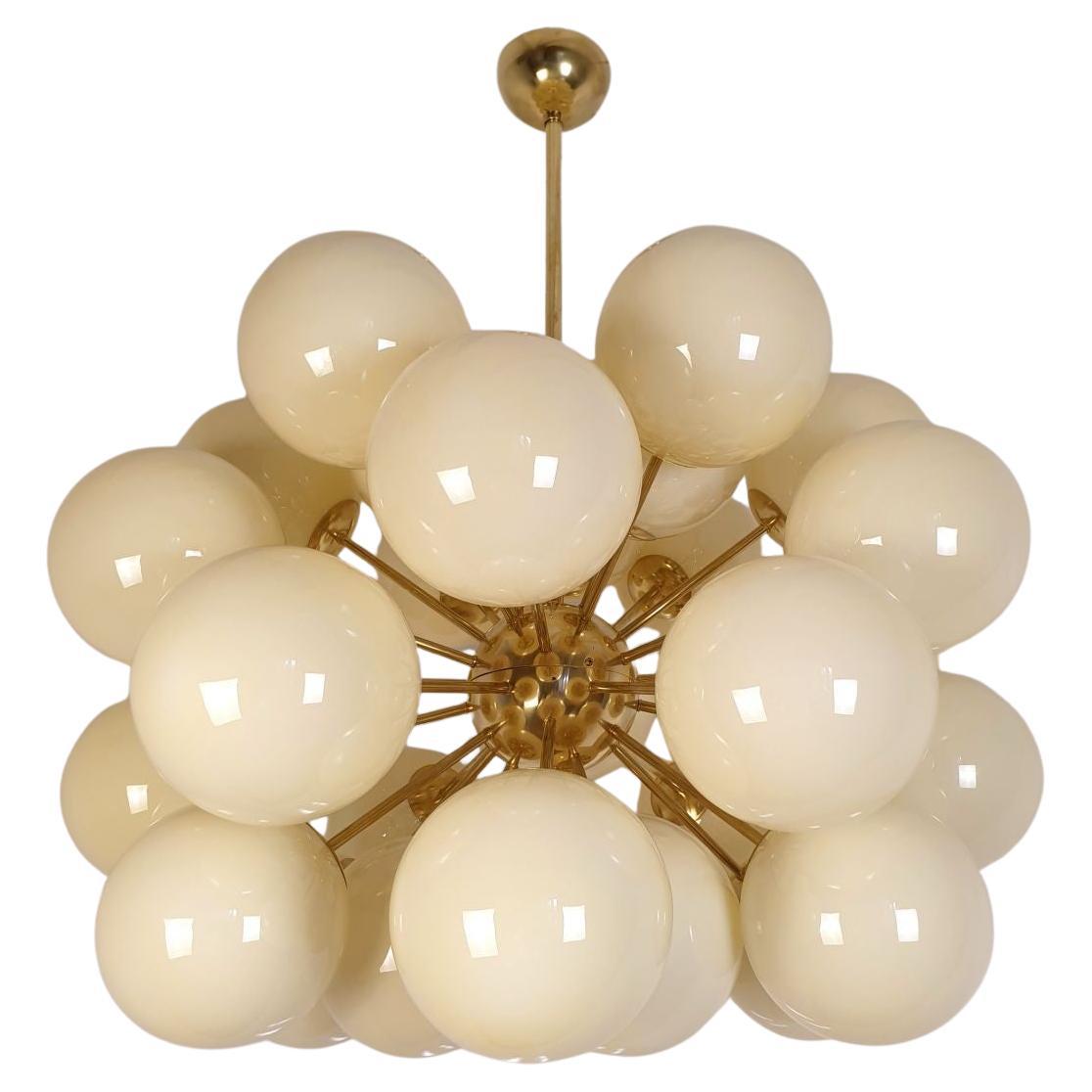Large beige glass Sputnik chandelier, Italy For Sale