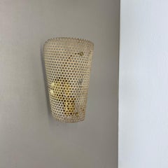 Large beige hole pattern Theatre Wall Light Sconce MATEGOT Style, France, 1950s