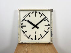 Large Beige Industrial Factory Wall Clock from Siemens, 1950s