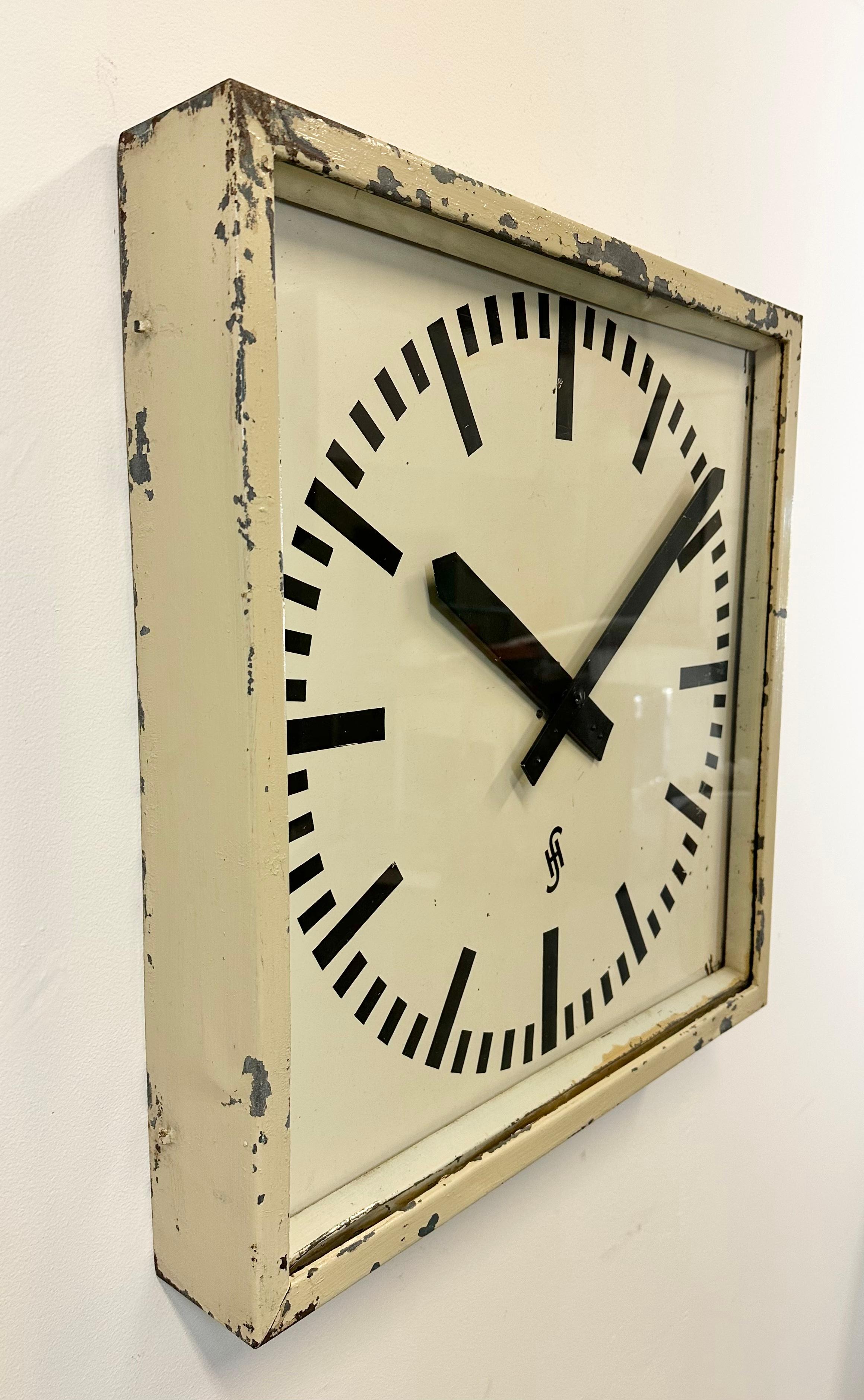20th Century Large Beige Industrial Factory Wall Clock from Siemens, 1950s