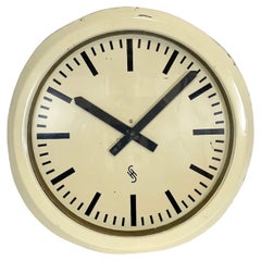 Large Beige Industrial Factory Wall Clock from Siemens, 1950s