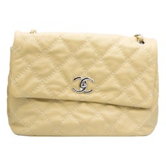 Large Beige Leather Chanel Handbag with Original Tags