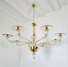 Large Beige Murano glass chandelier