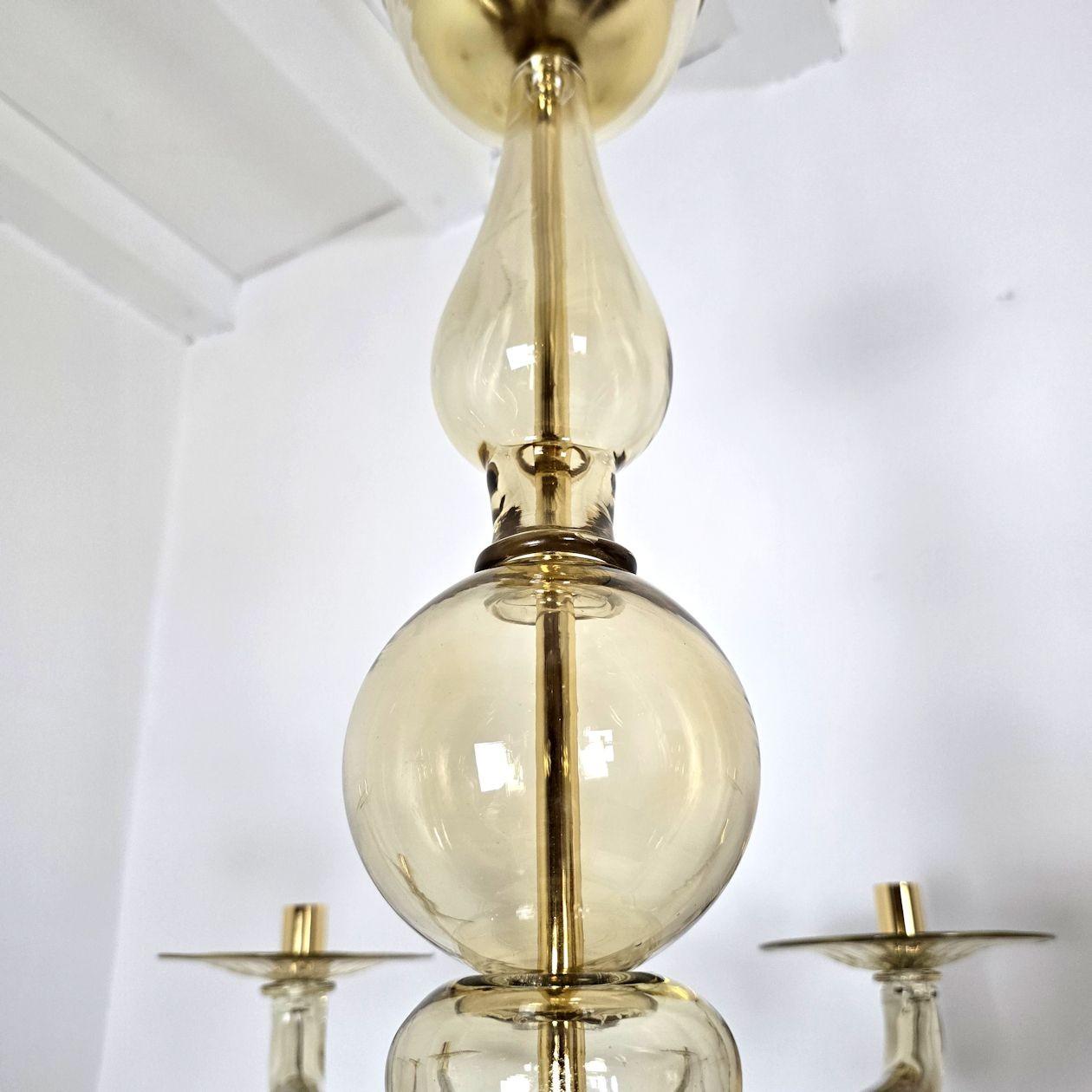 Grande lampadario in vetro di Murano beige in vendita 2