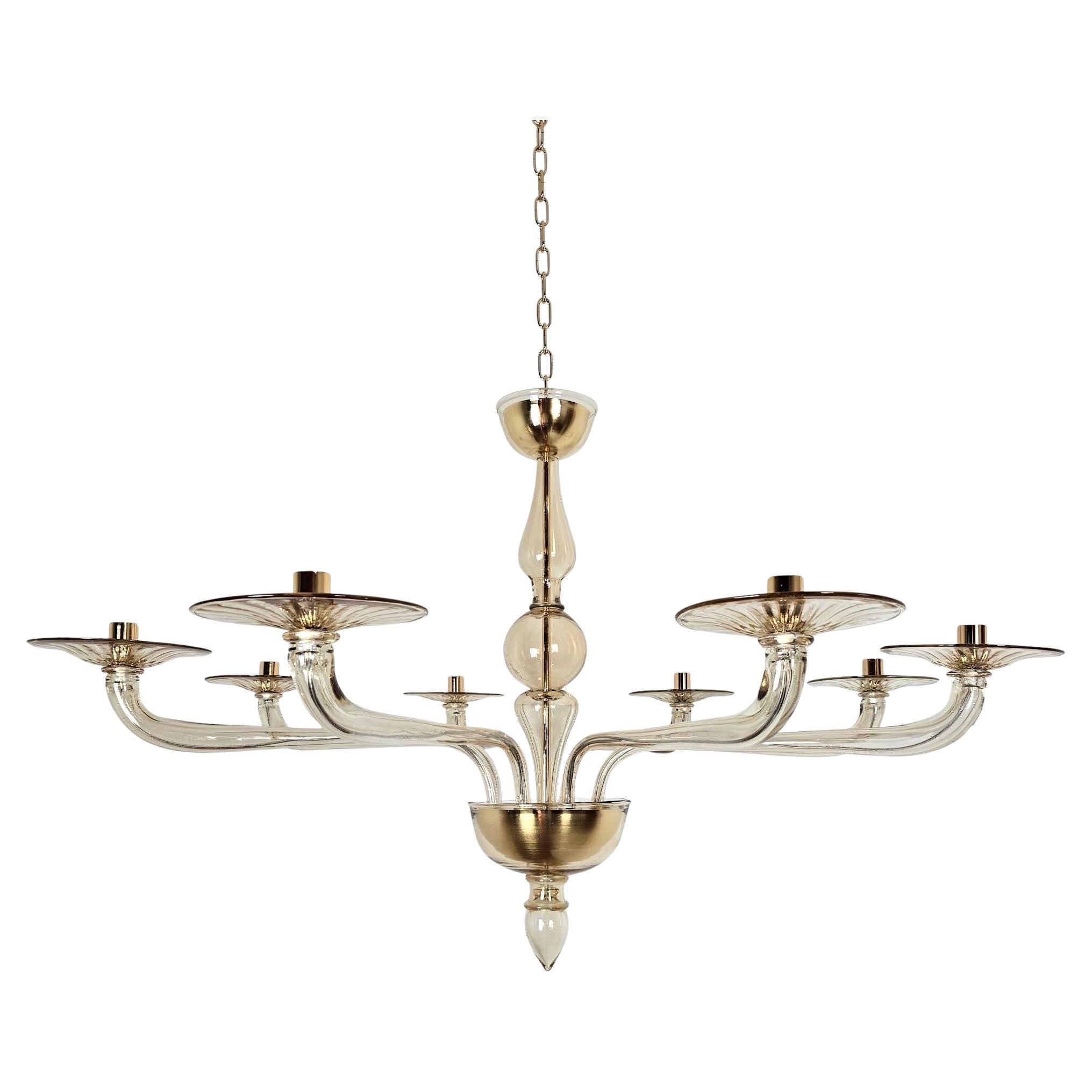 Grande lampadario in vetro di Murano beige in vendita
