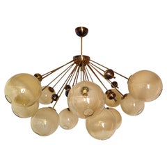 Large beige Murano glasses Sputnik chandelier