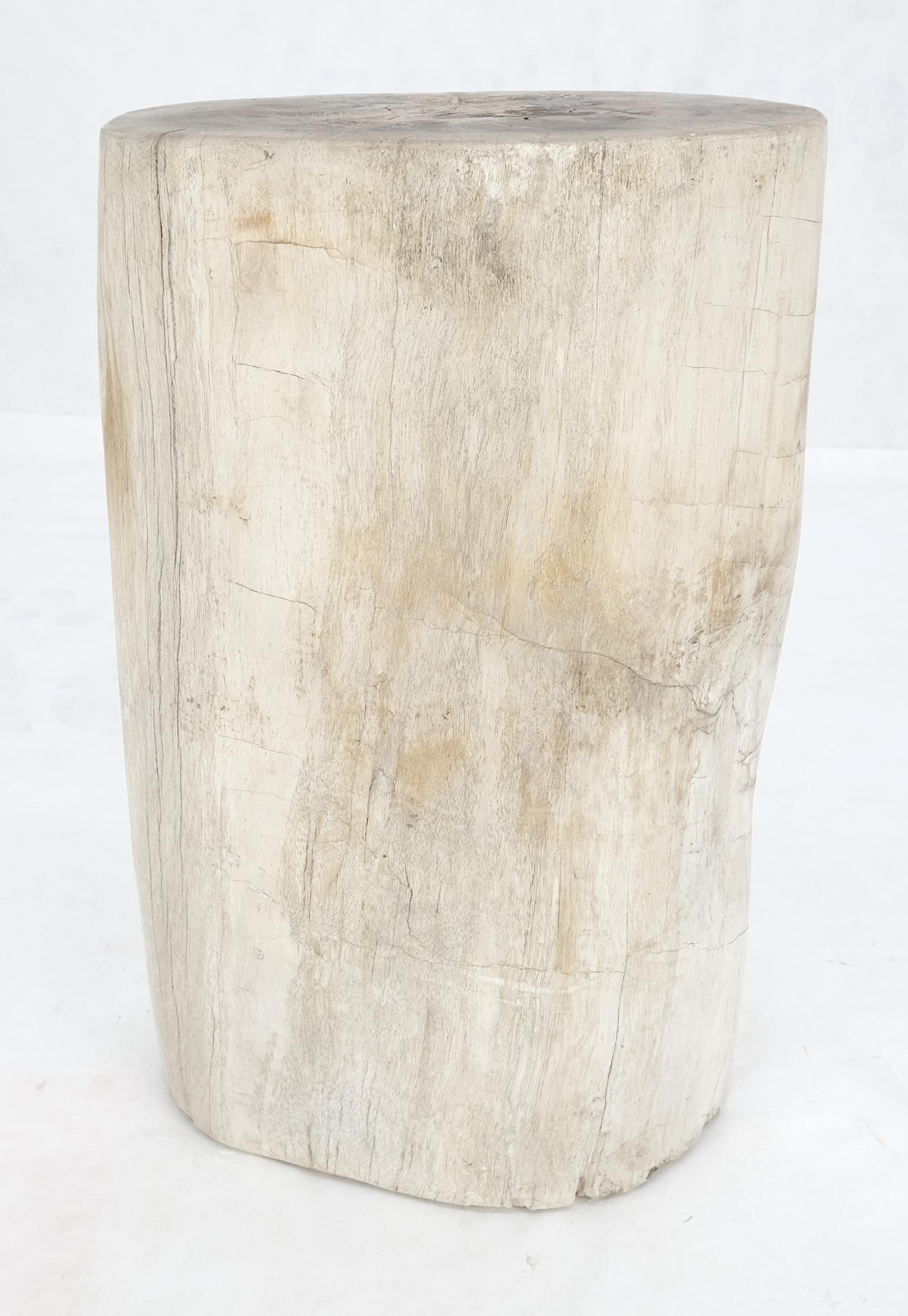 Große Beige versteinertes Holz Bio Stomp Form Stand Ende Beistelltisch Pedestal (Poliert) im Angebot