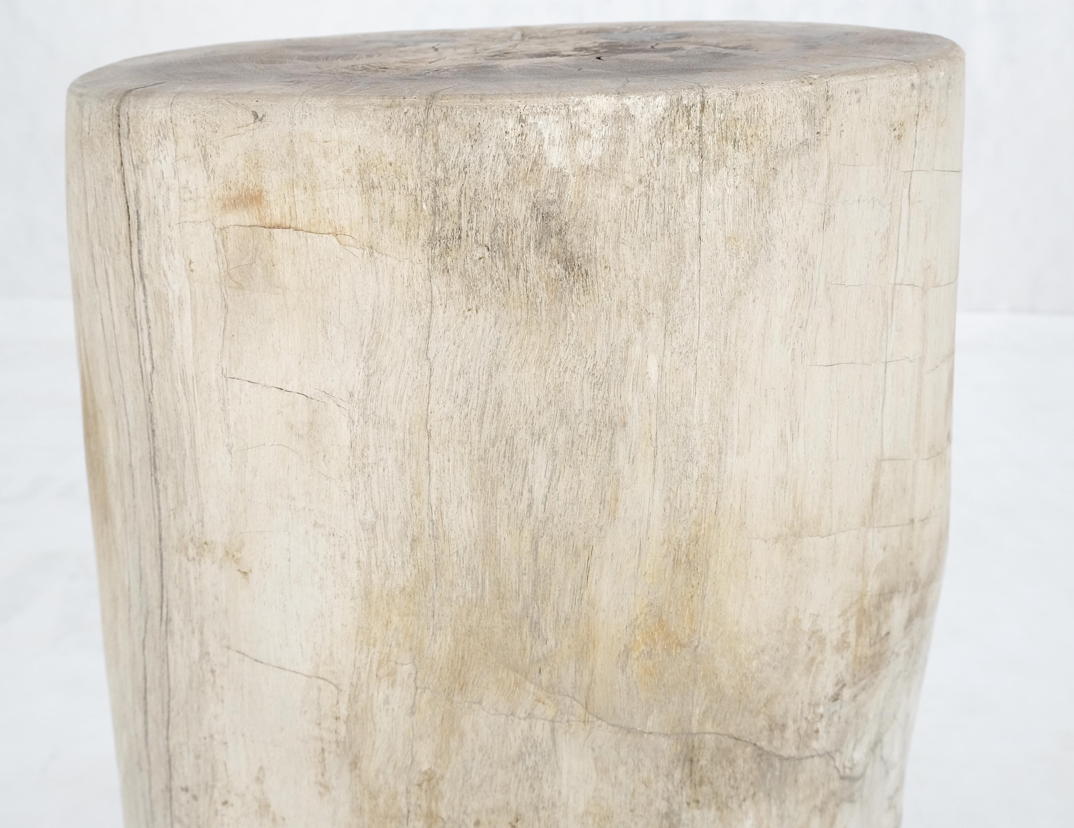 Contemporary Large Beige Petrified Wood Organic Stomp Shape Stand End Side Table Pedestal For Sale