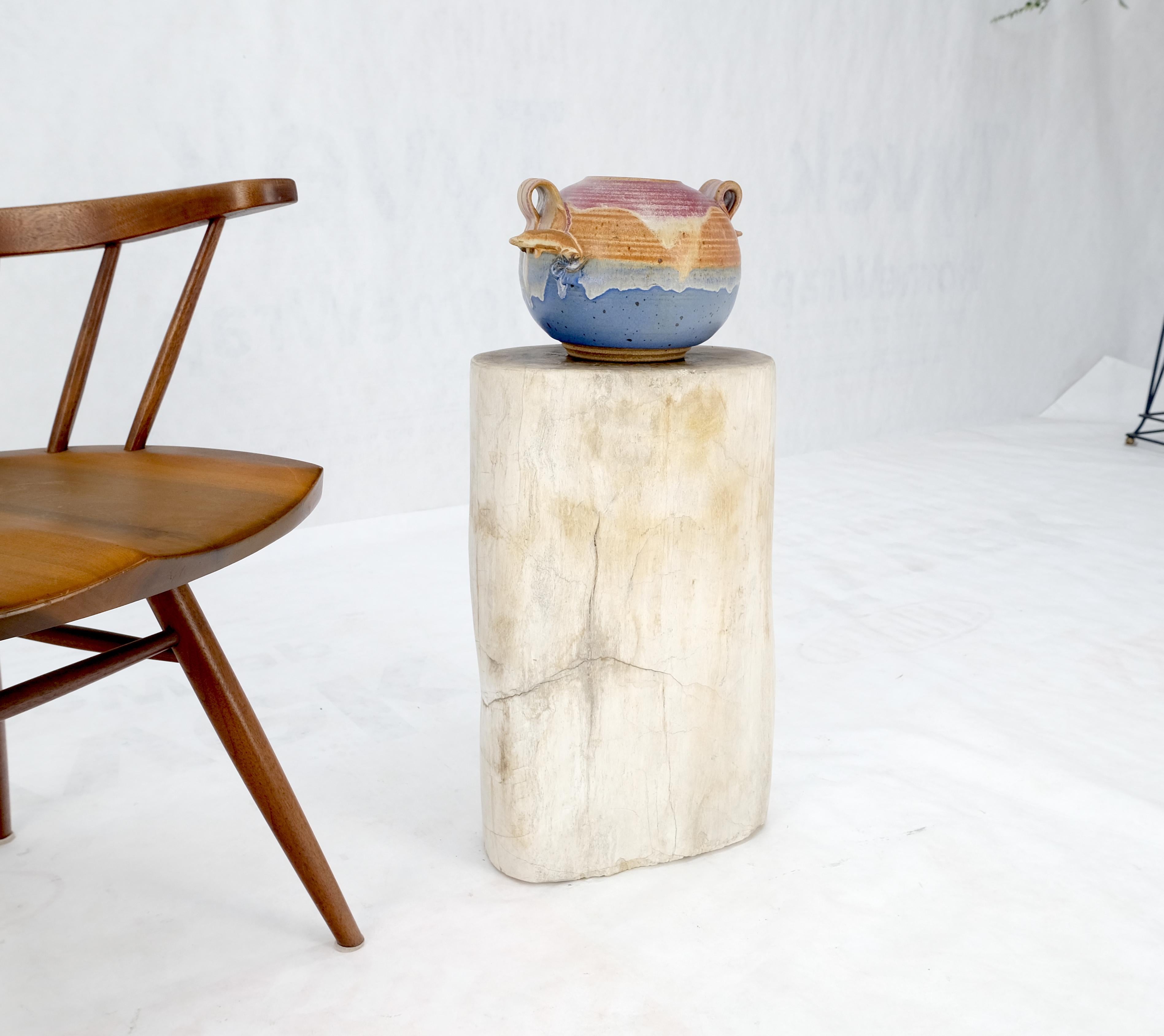 Large Beige Petrified Wood Organic Stomp Shape Stand End Side Table Pedestal en vente 1