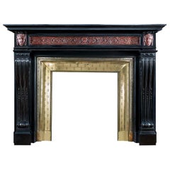 Large Belgian Black Marble Louis XVI Fireplace