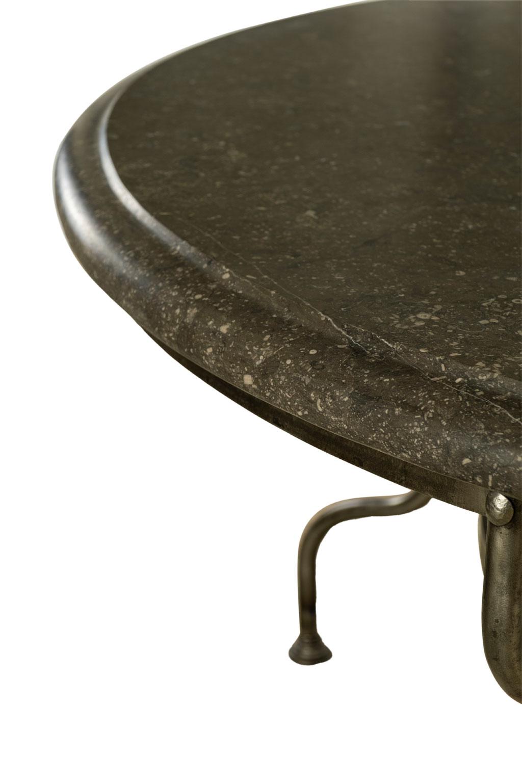 Large Belgian Bluestone Steel Table In Good Condition In Houston, TX