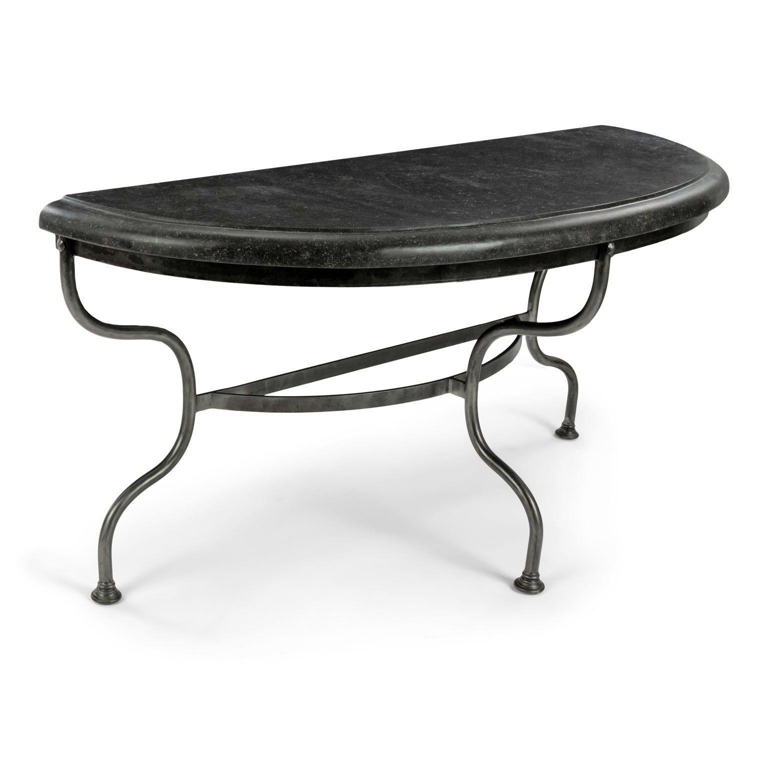 Hand-Carved Large Belgian Bluestone Top Demilunes