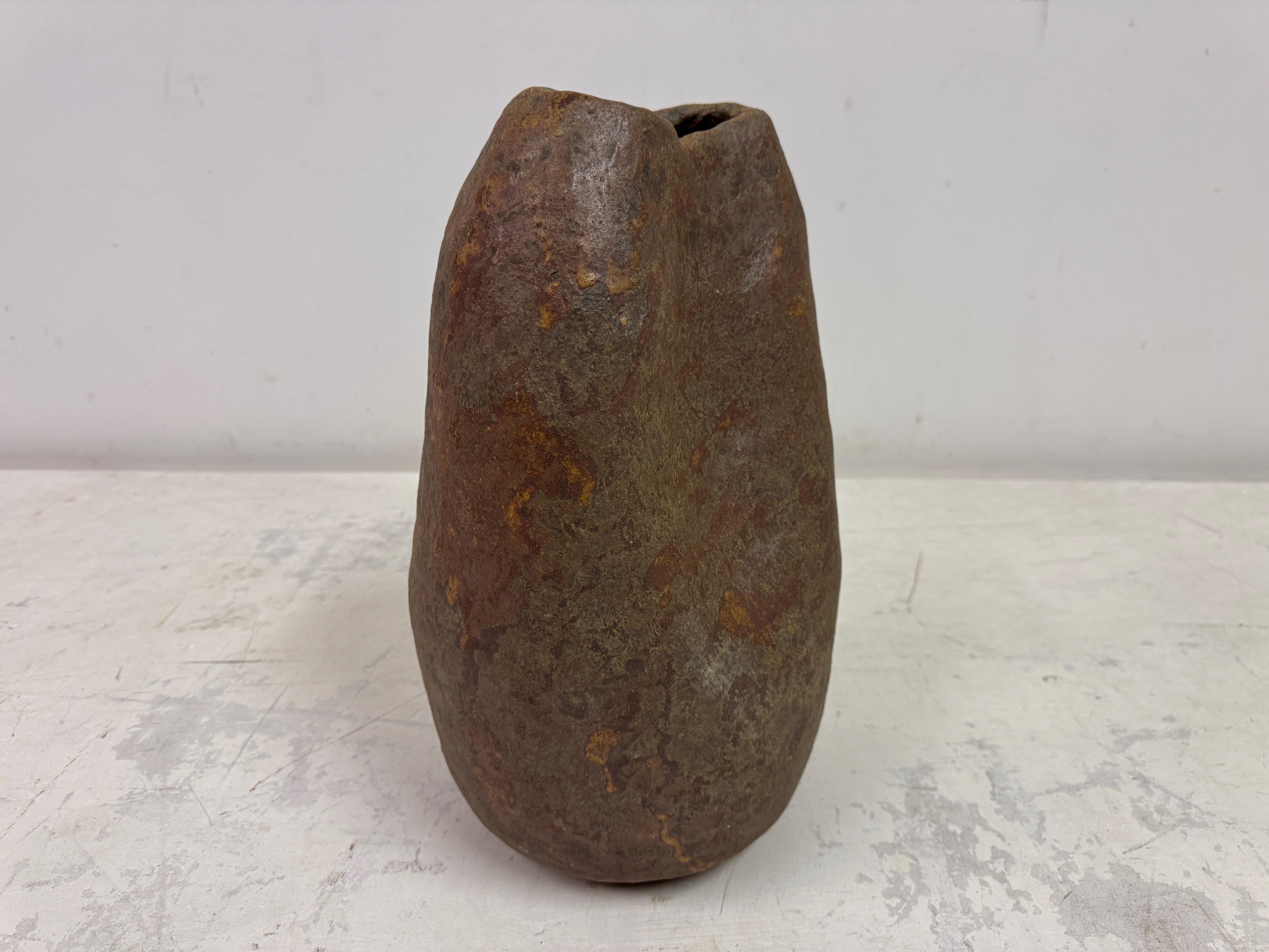 Large Belgian Brutalist Stoneware Wabi Sabi Vase For Sale 6