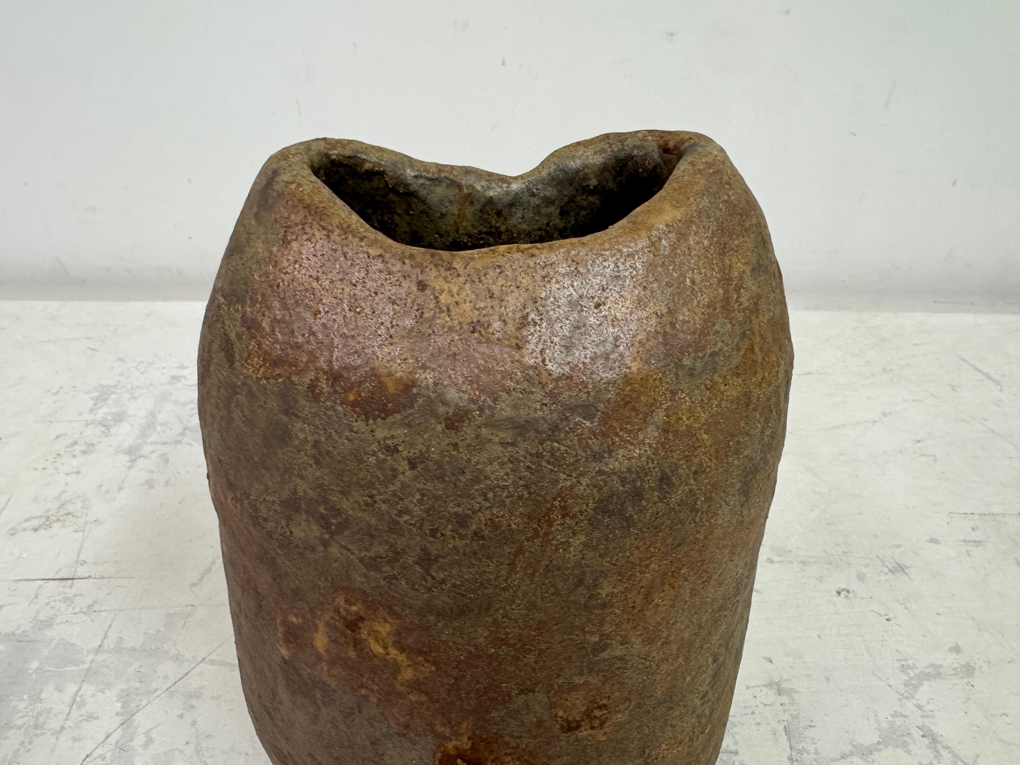 Large Belgian Brutalist Stoneware Wabi Sabi Vase In Good Condition For Sale In London, London