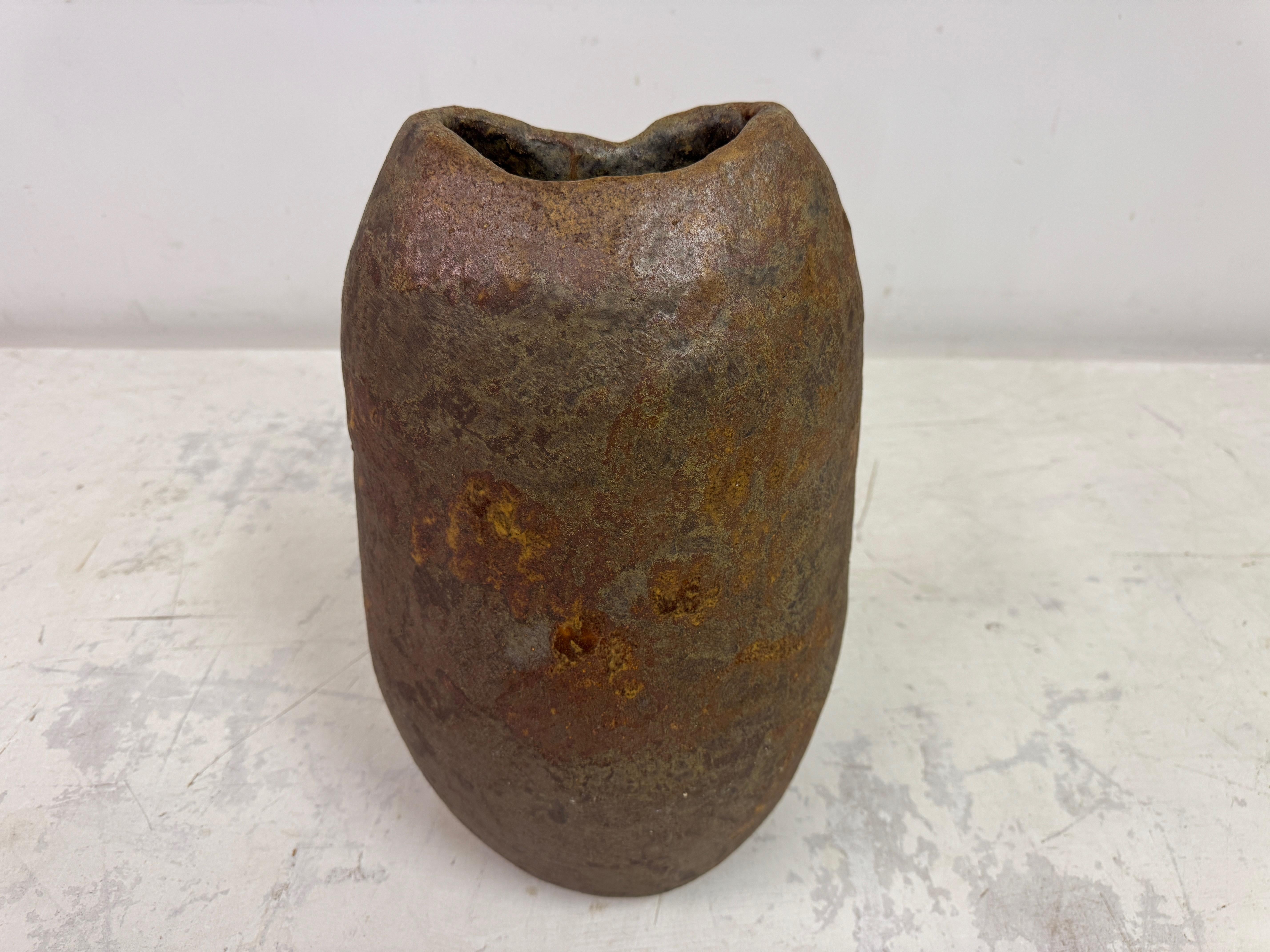 20th Century Large Belgian Brutalist Stoneware Wabi Sabi Vase For Sale