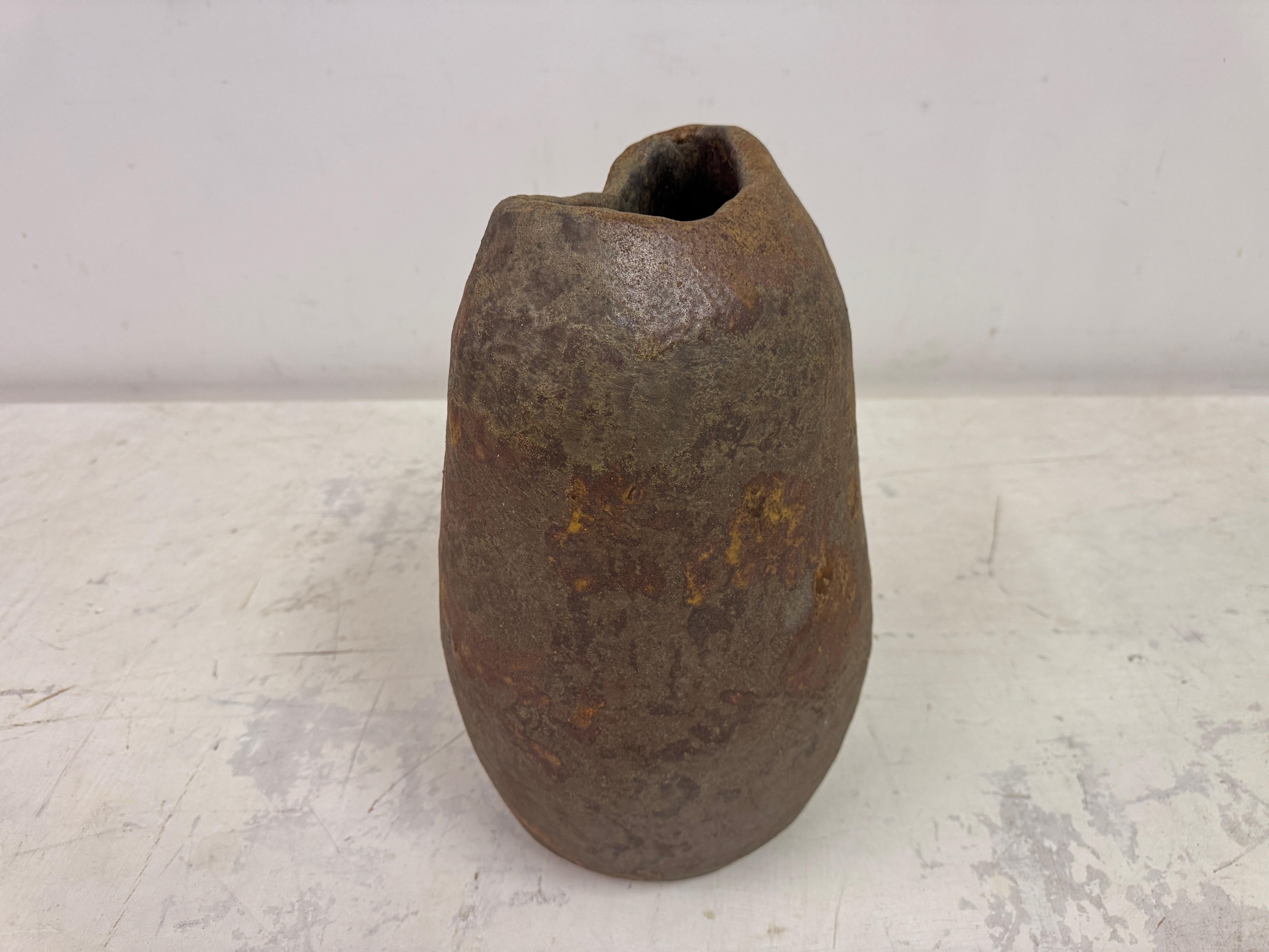Large Belgian Brutalist Stoneware Wabi Sabi Vase For Sale 1