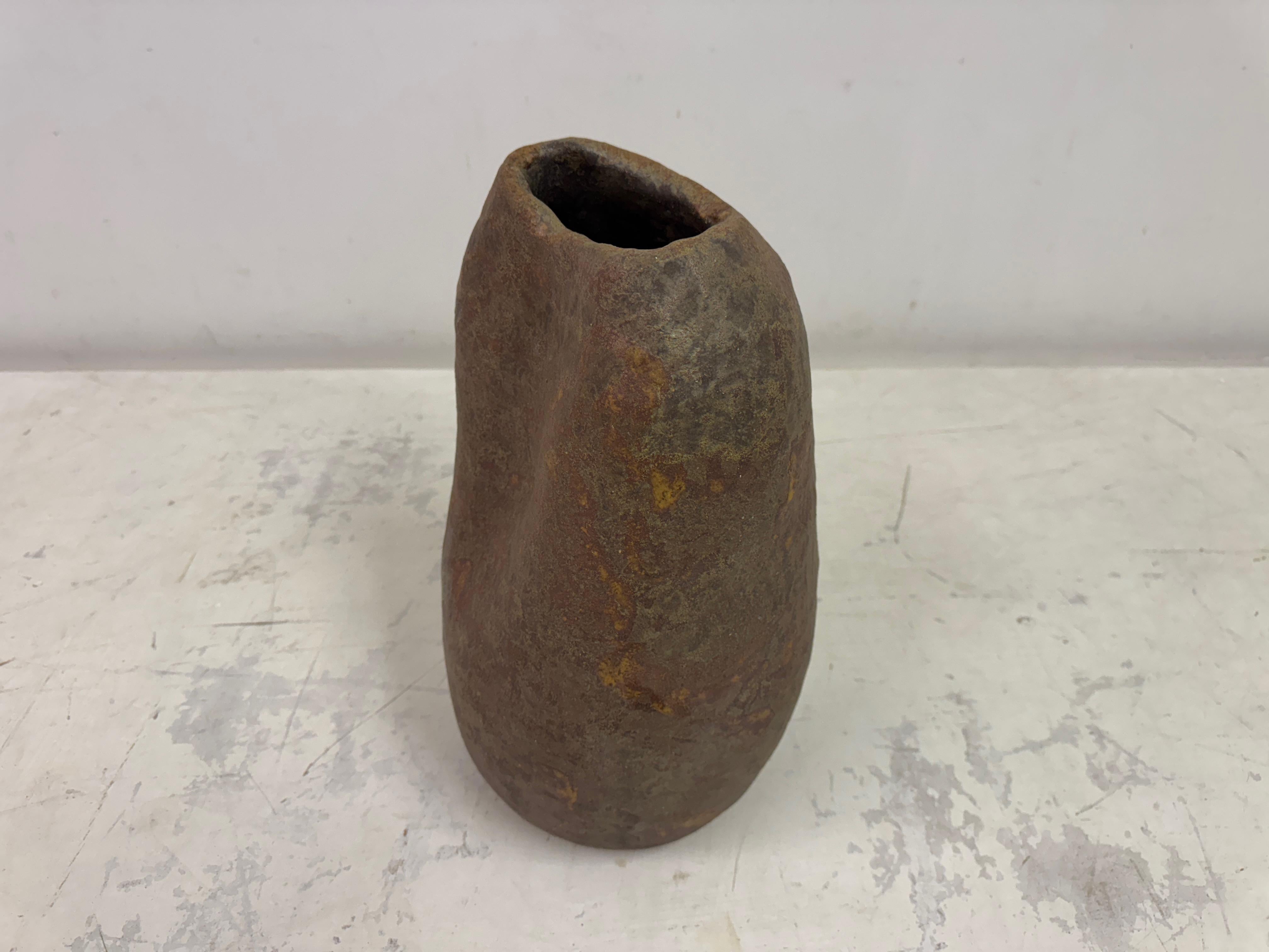Large Belgian Brutalist Stoneware Wabi Sabi Vase For Sale 2