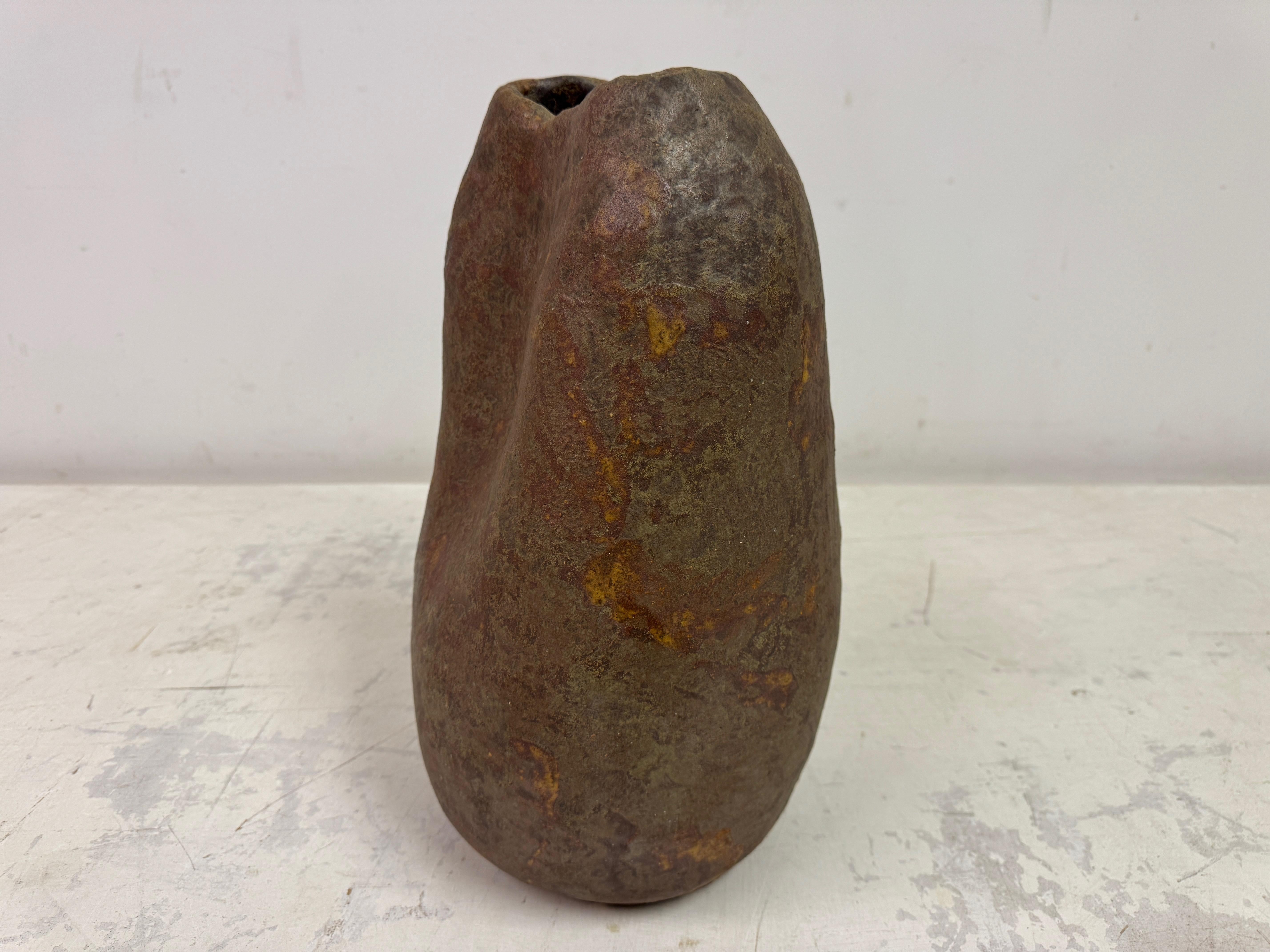Large Belgian Brutalist Stoneware Wabi Sabi Vase For Sale 3