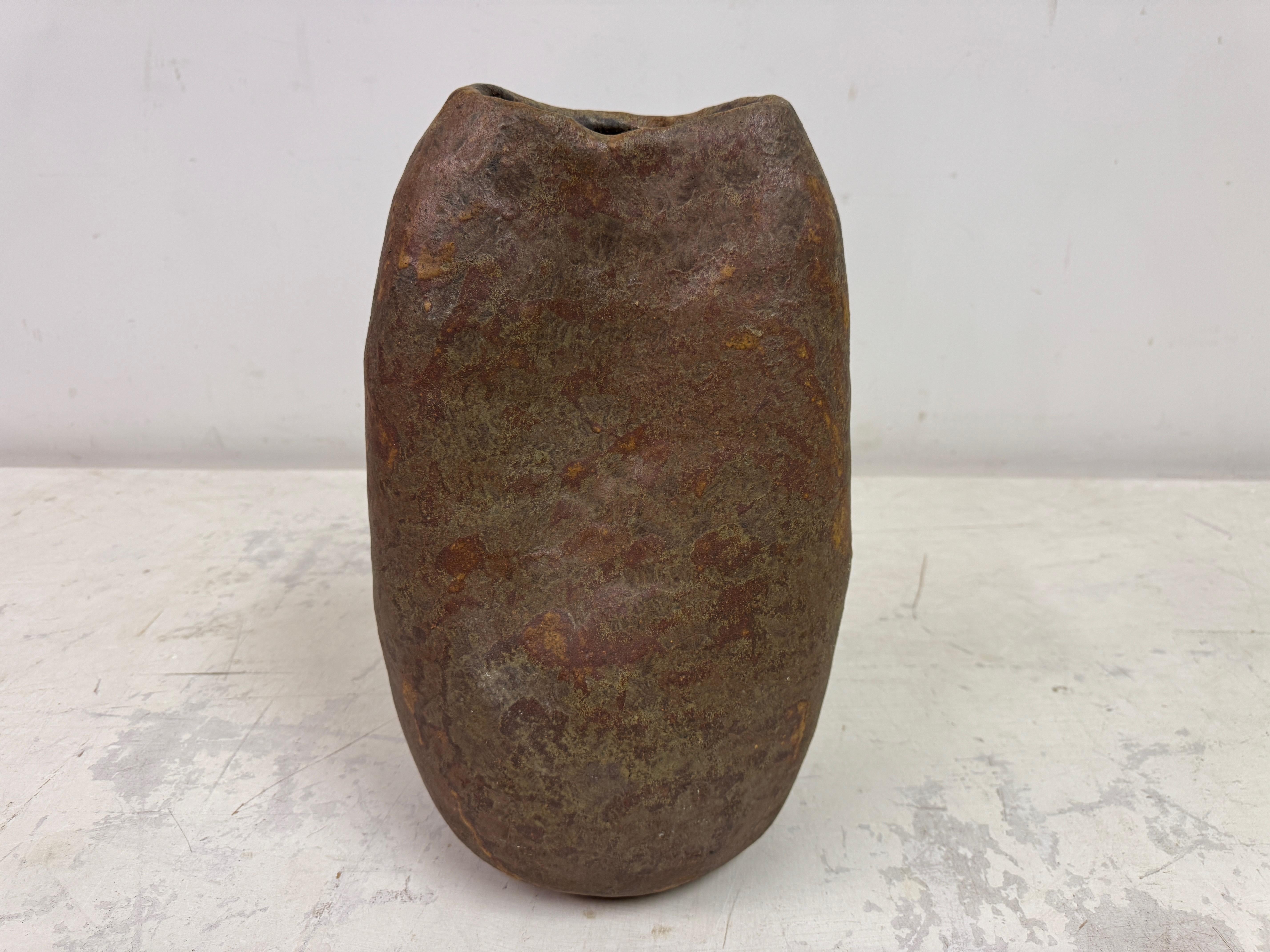 Large Belgian Brutalist Stoneware Wabi Sabi Vase For Sale 4