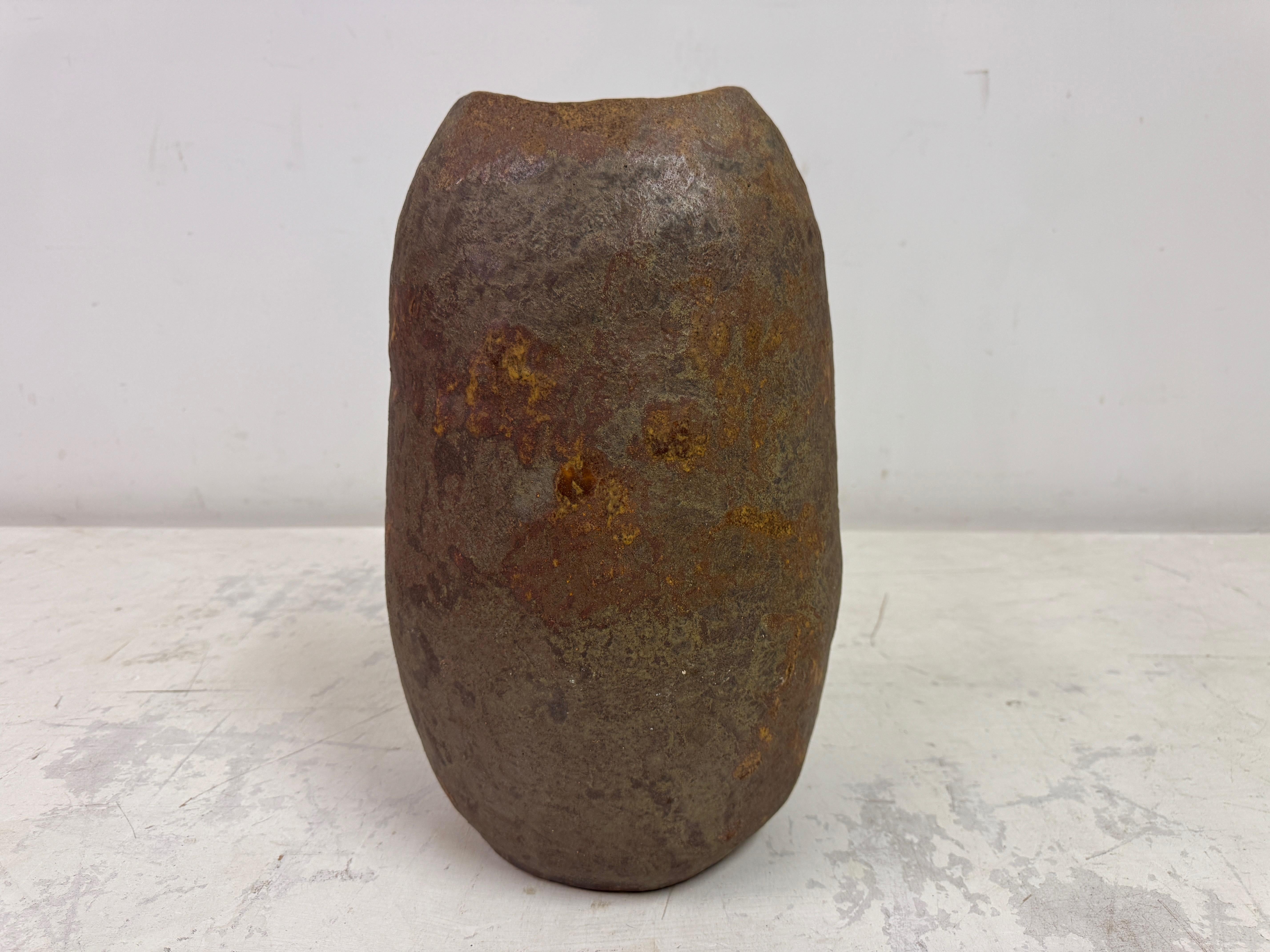 Large Belgian Brutalist Stoneware Wabi Sabi Vase For Sale 5