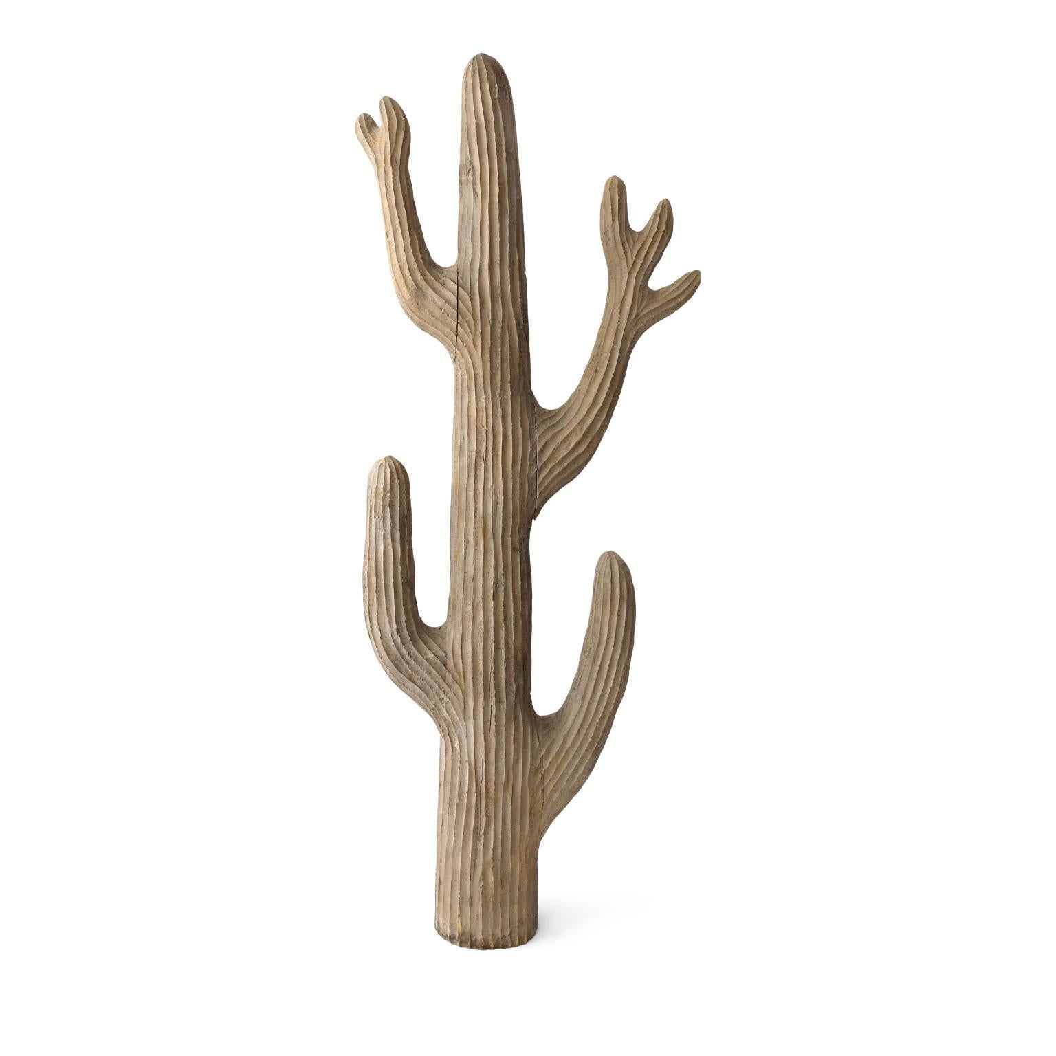Large Belgian cactus sculpture hand carved in wood, circa 1940-1960. Probably used as a theater prop.
