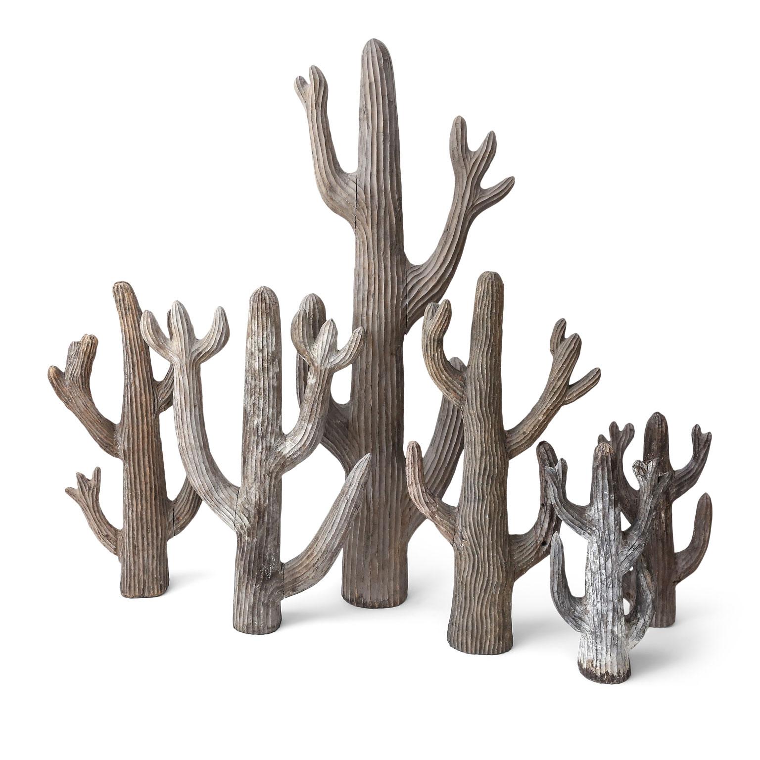 Wood Large Belgian Cactus Sculpture