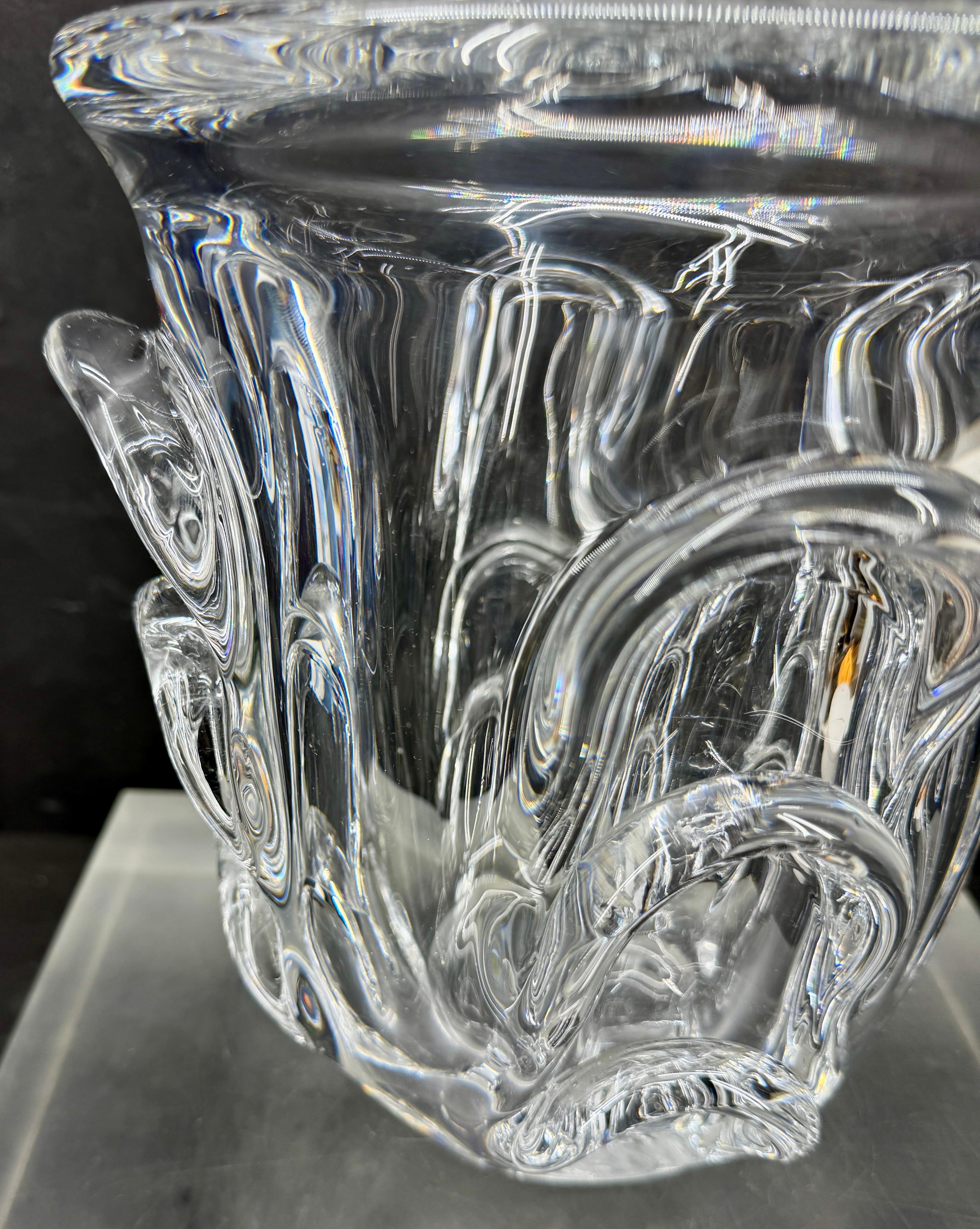 Large Belgian Crystal Centerpiece Wine Cooler by Val Saint Lambert For Sale 10