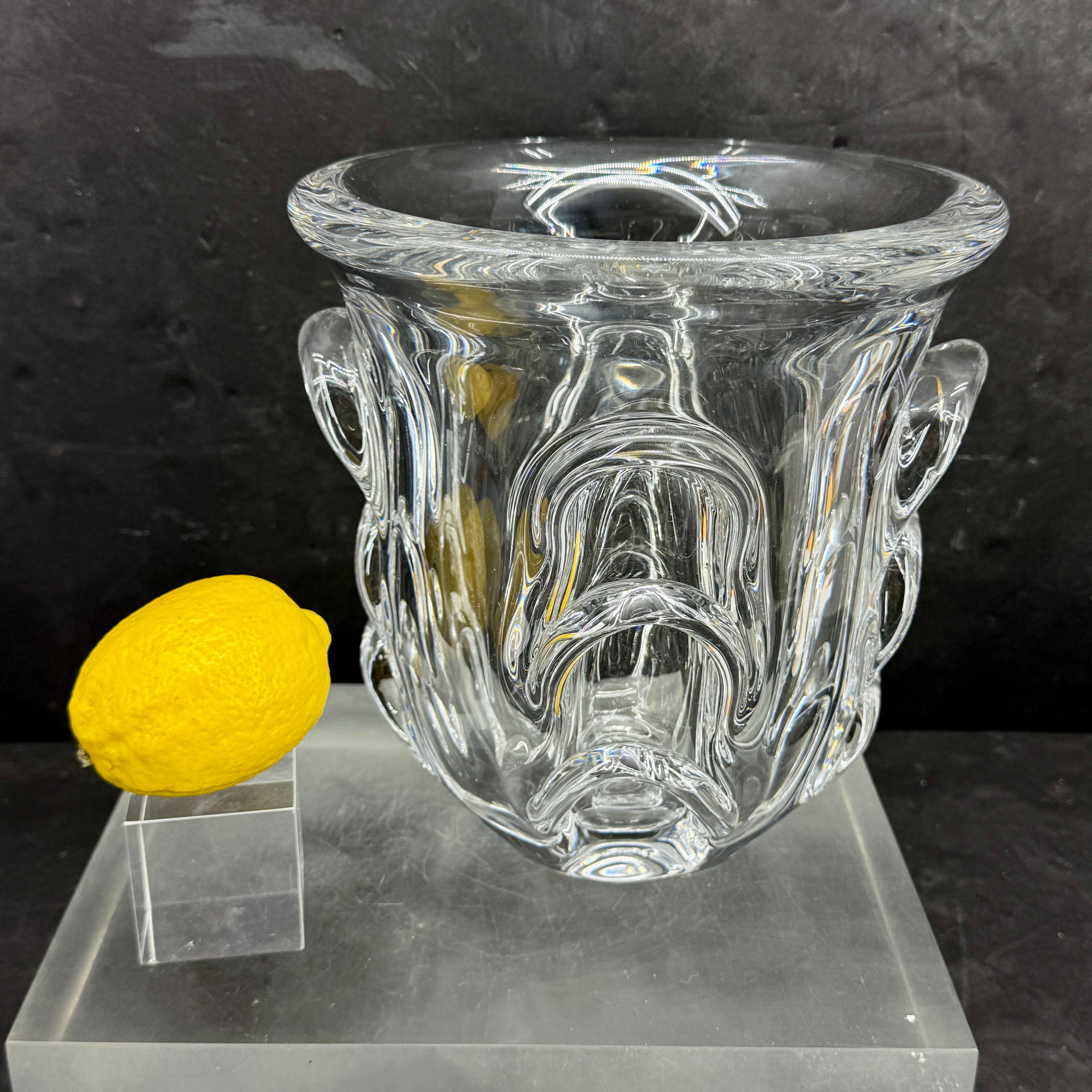 American Classical Large Belgian Crystal Centerpiece Wine Cooler by Val Saint Lambert For Sale
