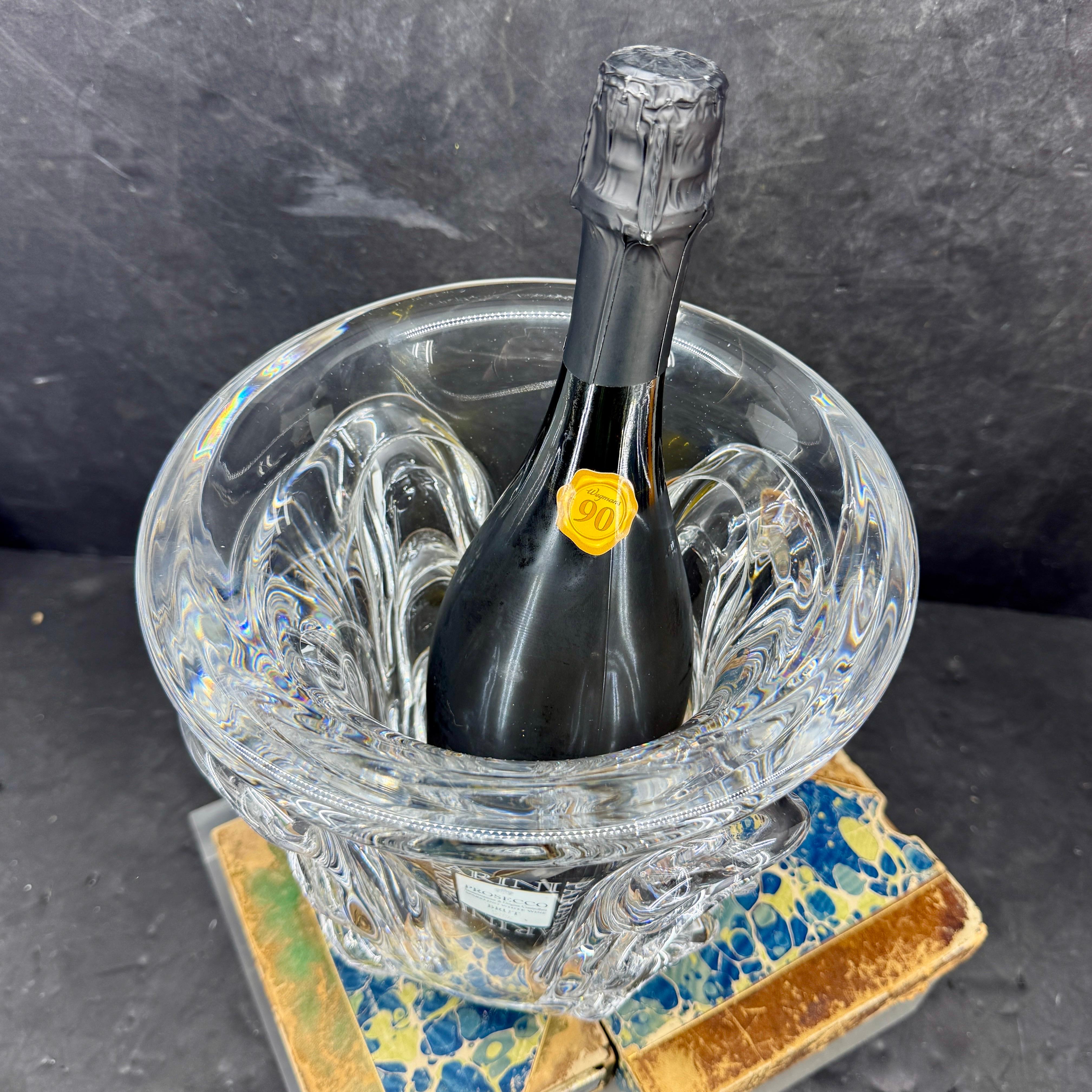 Large Belgian Crystal Centerpiece Wine Cooler by Val Saint Lambert In Good Condition For Sale In Haddonfield, NJ