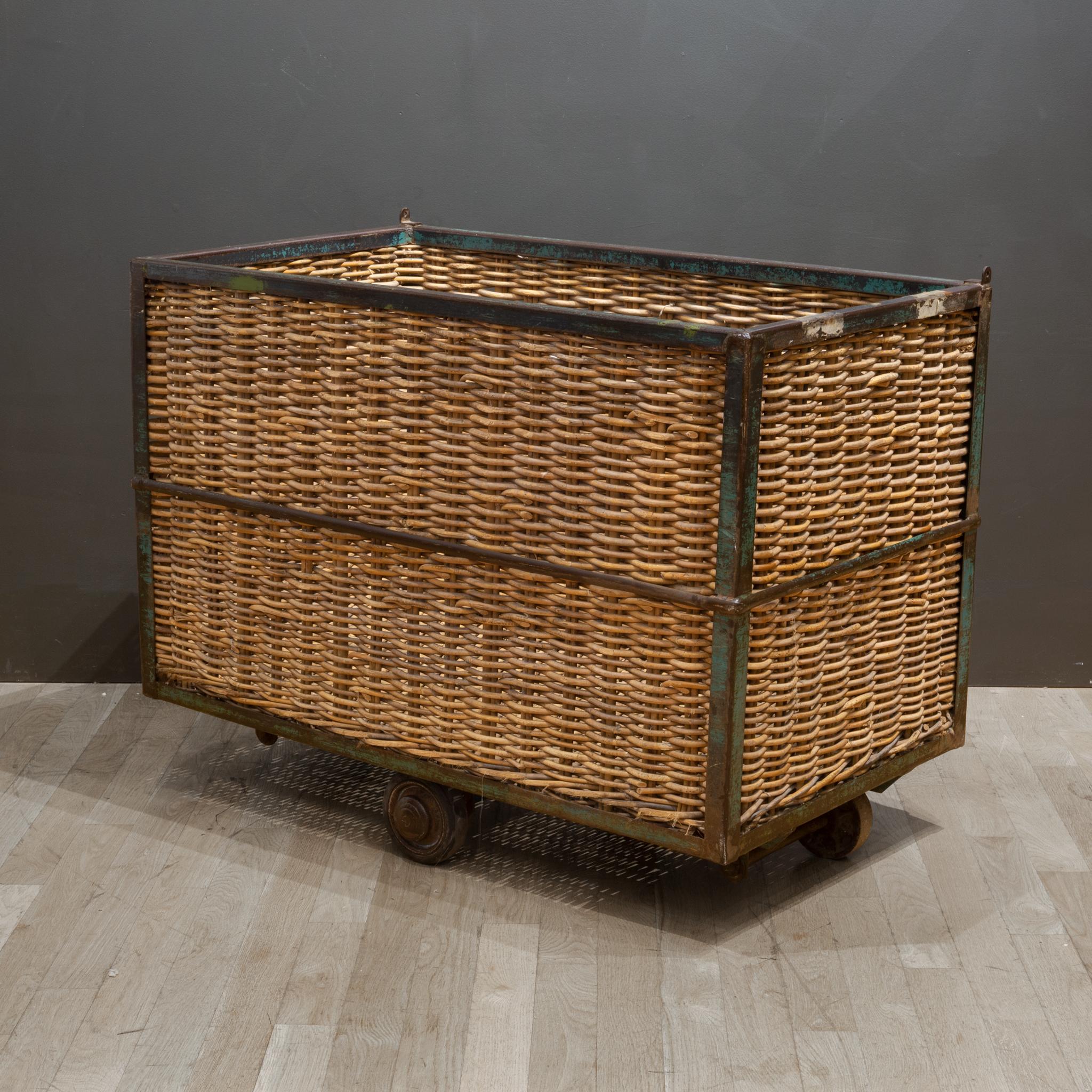 Industrial Large Belgian Factory Cotton Rolling Cart, c.1940 For Sale