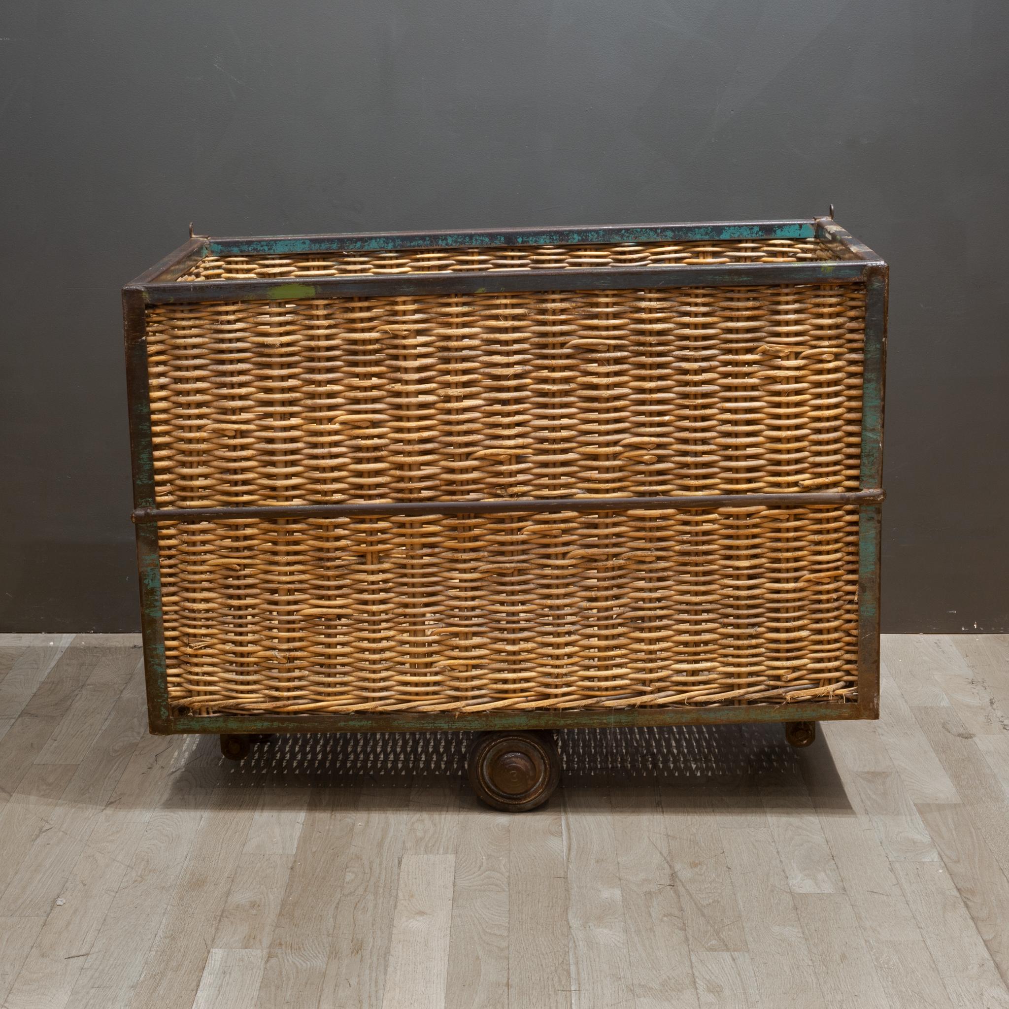 Industrial Large Belgian Factory Cotton Rolling Cart, c.1940 For Sale