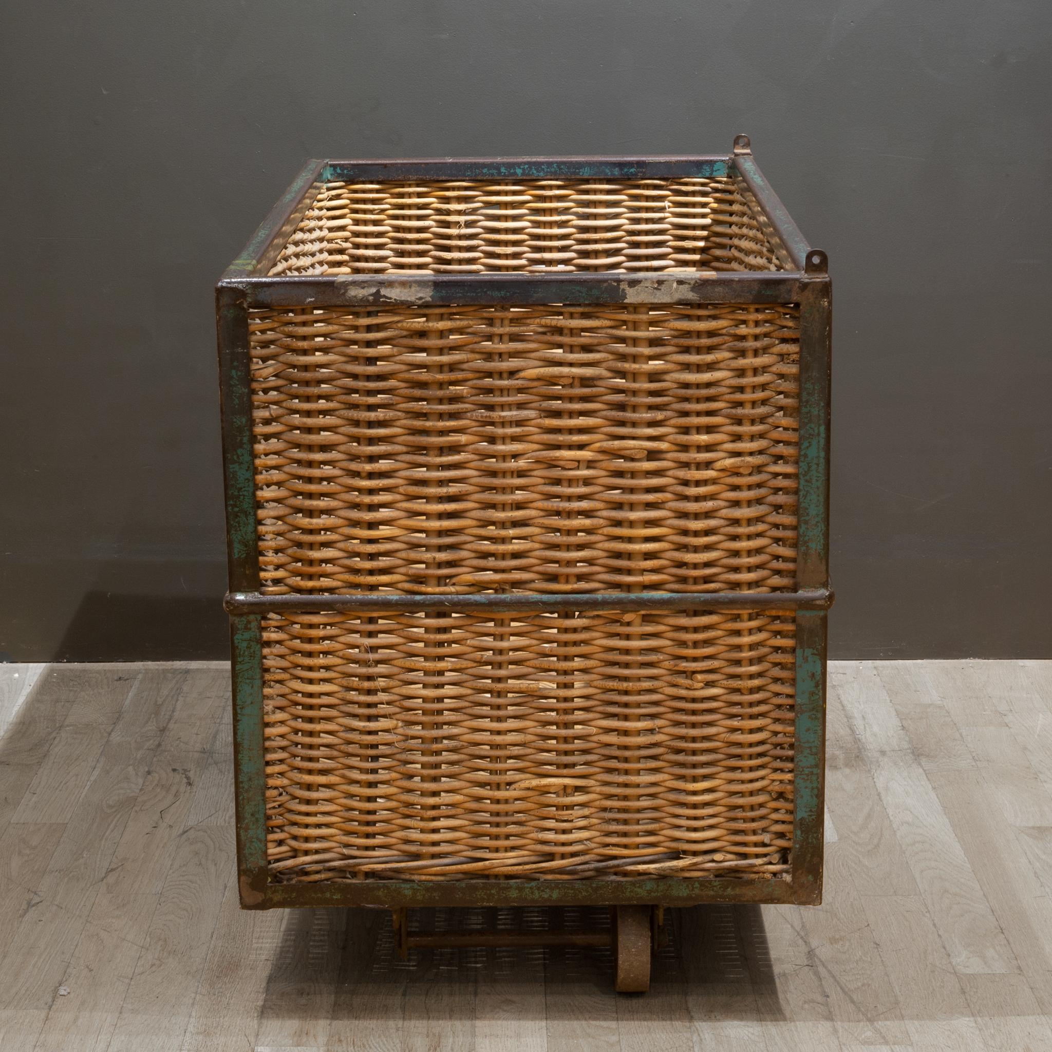 Steel Large Belgian Factory Cotton Rolling Cart, c.1940 For Sale