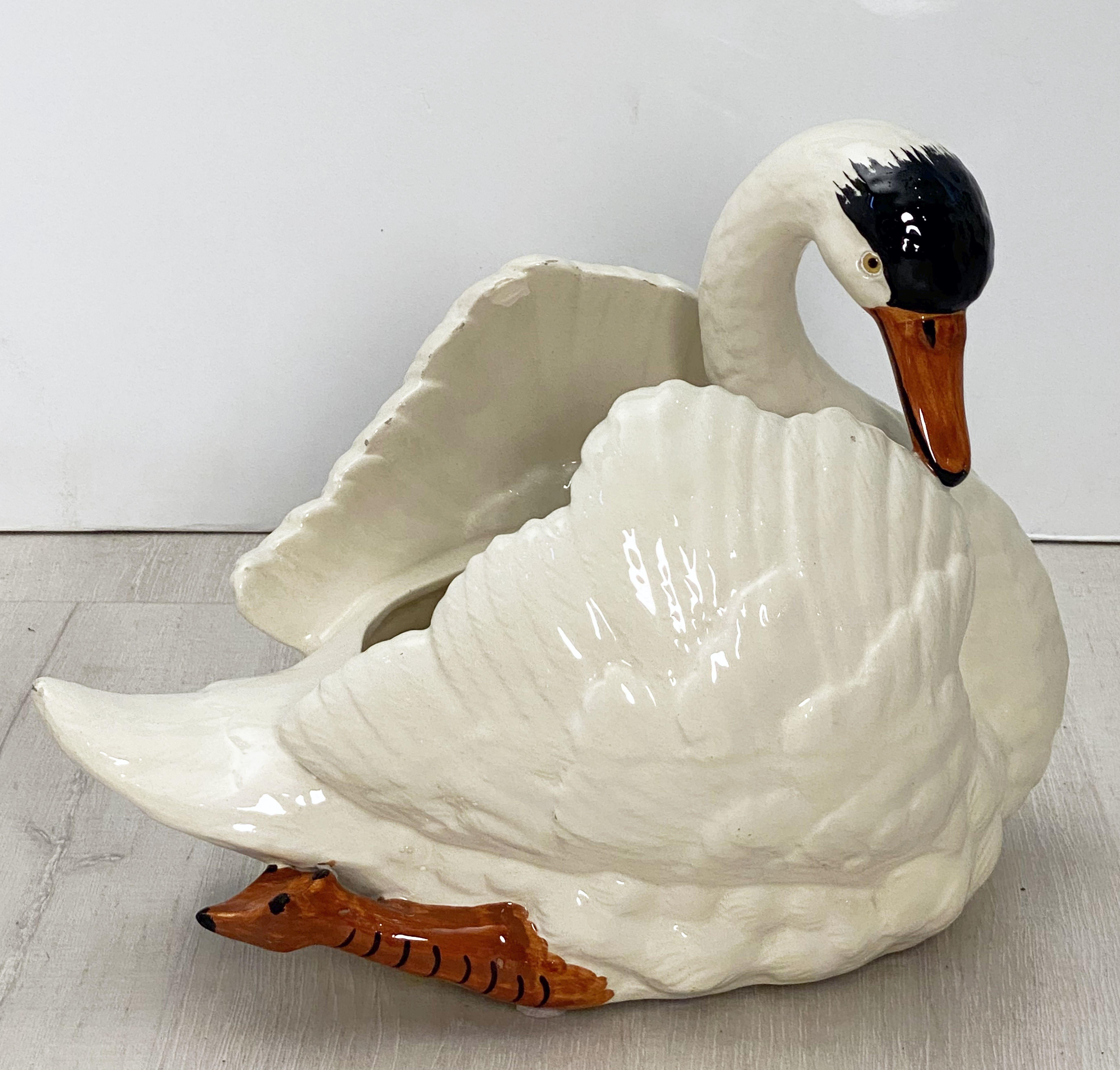 Large Belgian Figurative Swan Planter or Vase For Sale 4