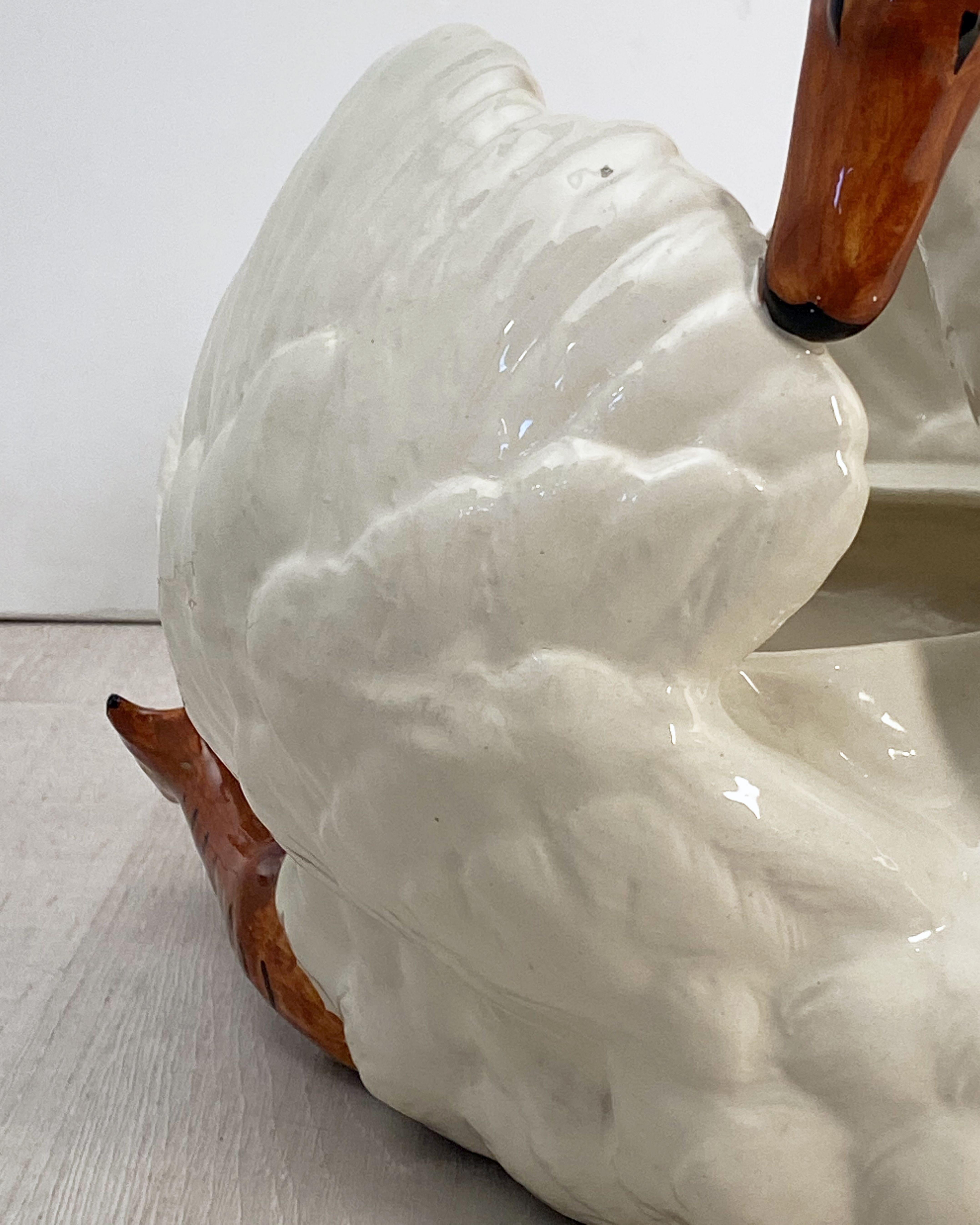 Large Belgian Figurative Swan Planter or Vase For Sale 6