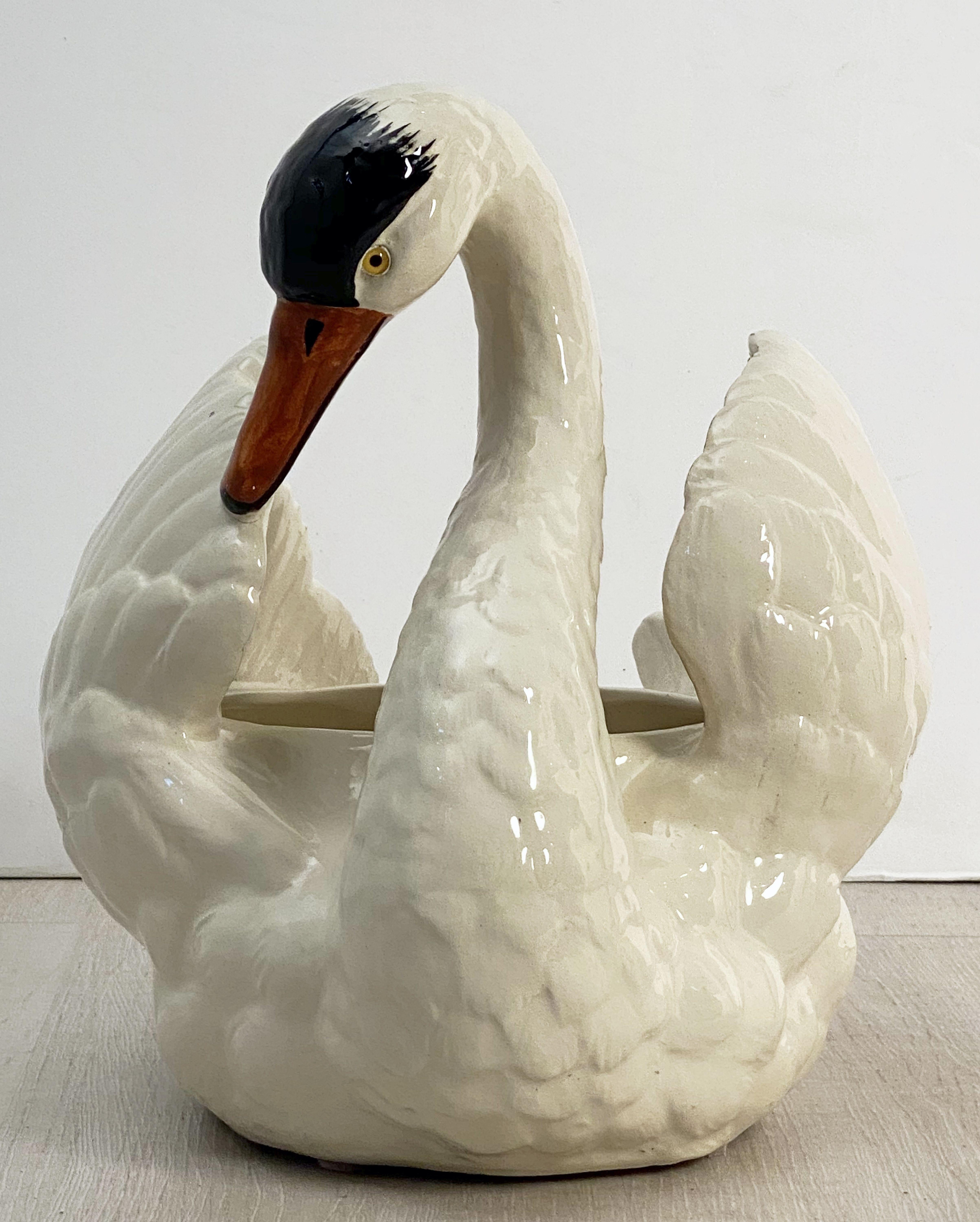 Large Belgian Figurative Swan Planter or Vase For Sale 7