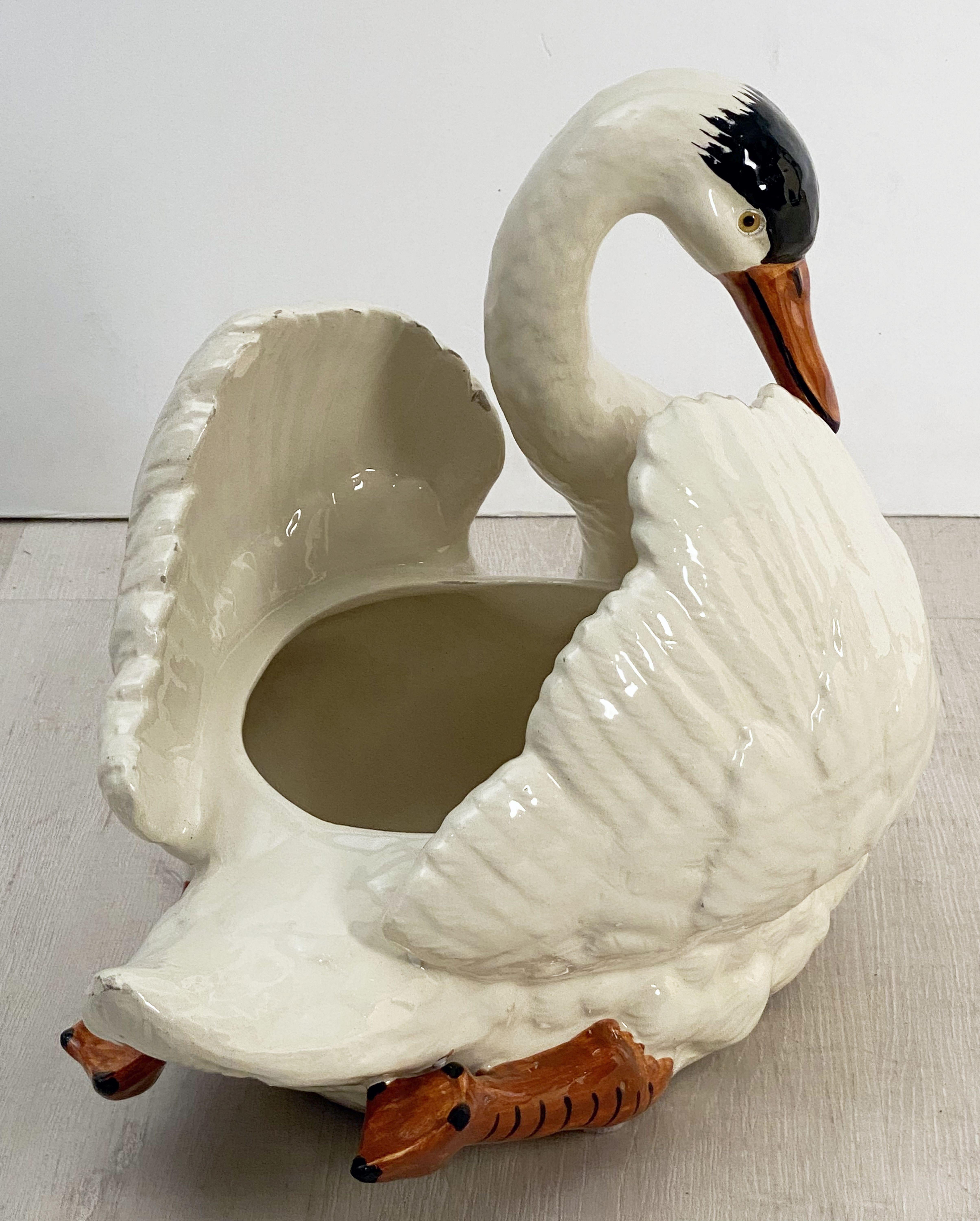 Large Belgian Figurative Swan Planter or Vase For Sale 11