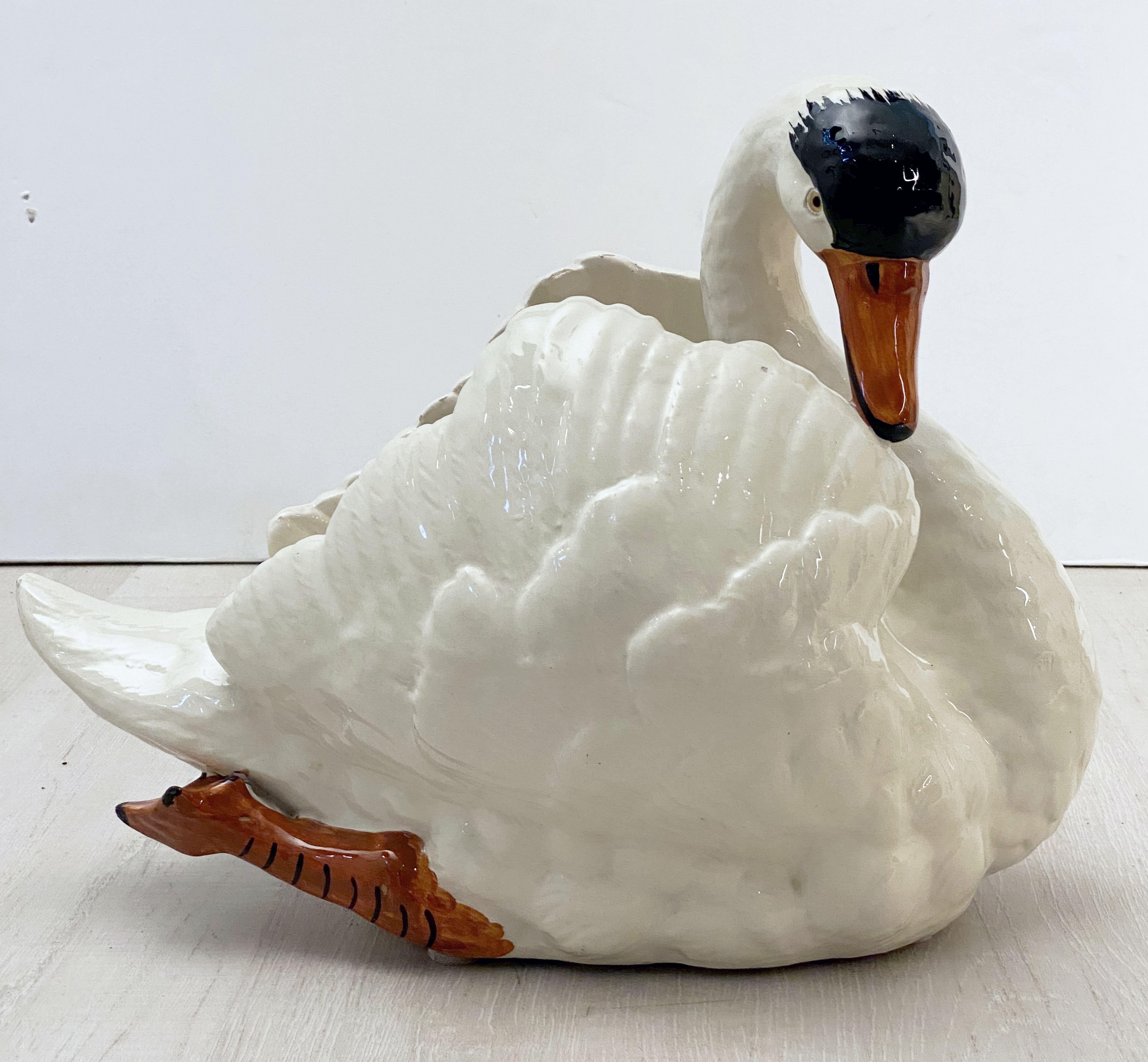 Large Belgian Figurative Swan Planter or Vase For Sale 12