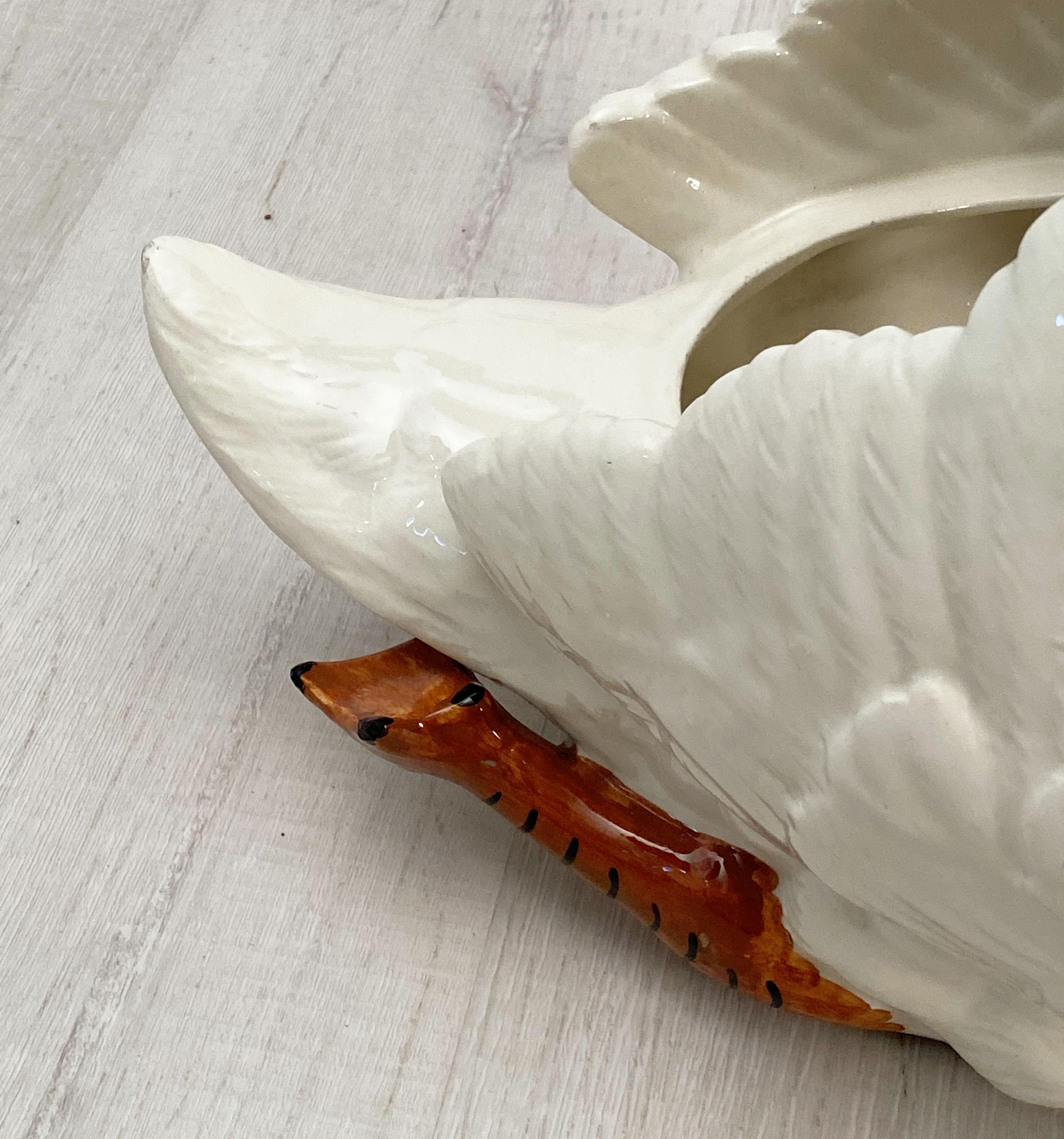 Large Belgian Figurative Swan Planter or Vase For Sale 1