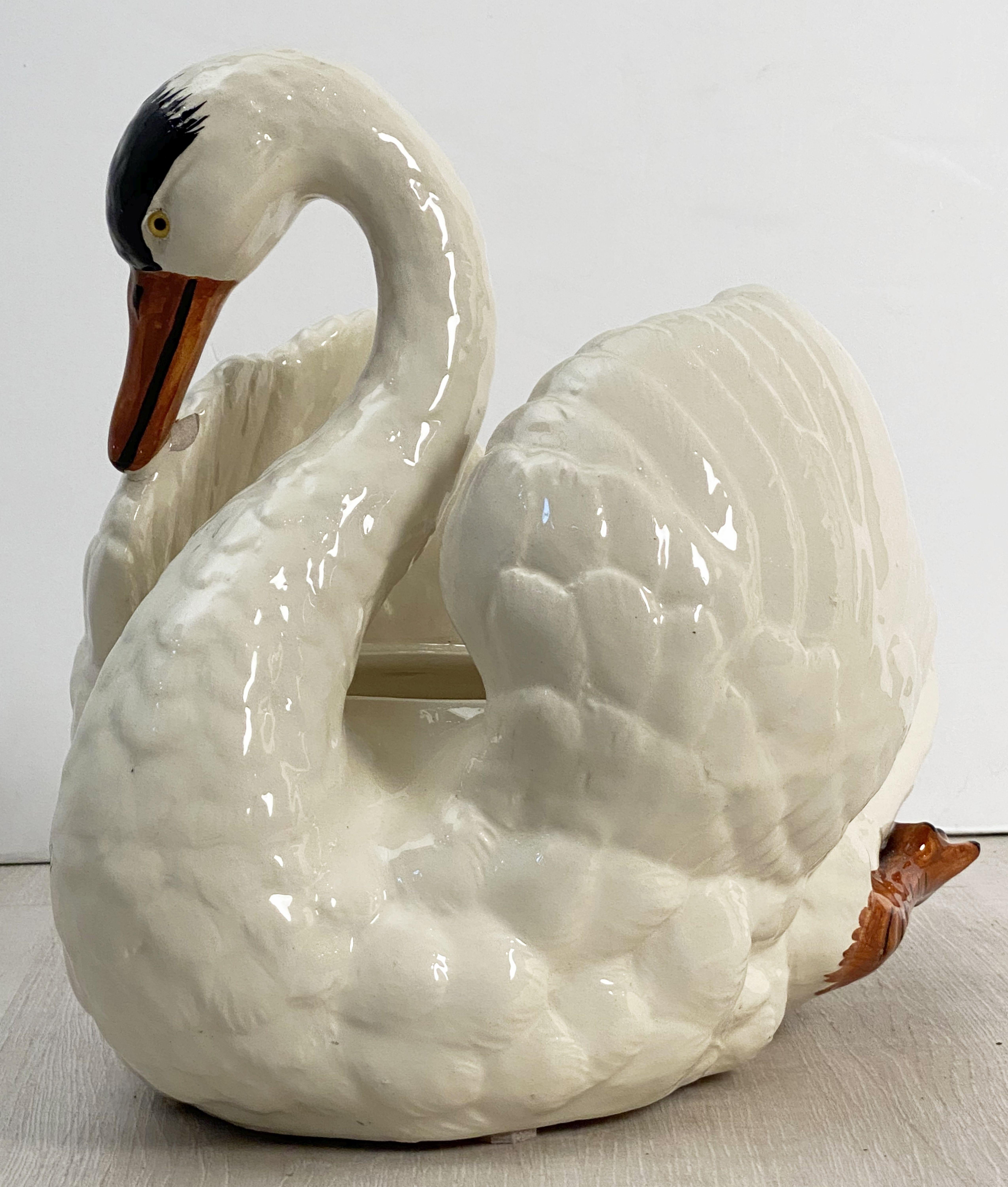 Large Belgian Figurative Swan Planter or Vase For Sale 2