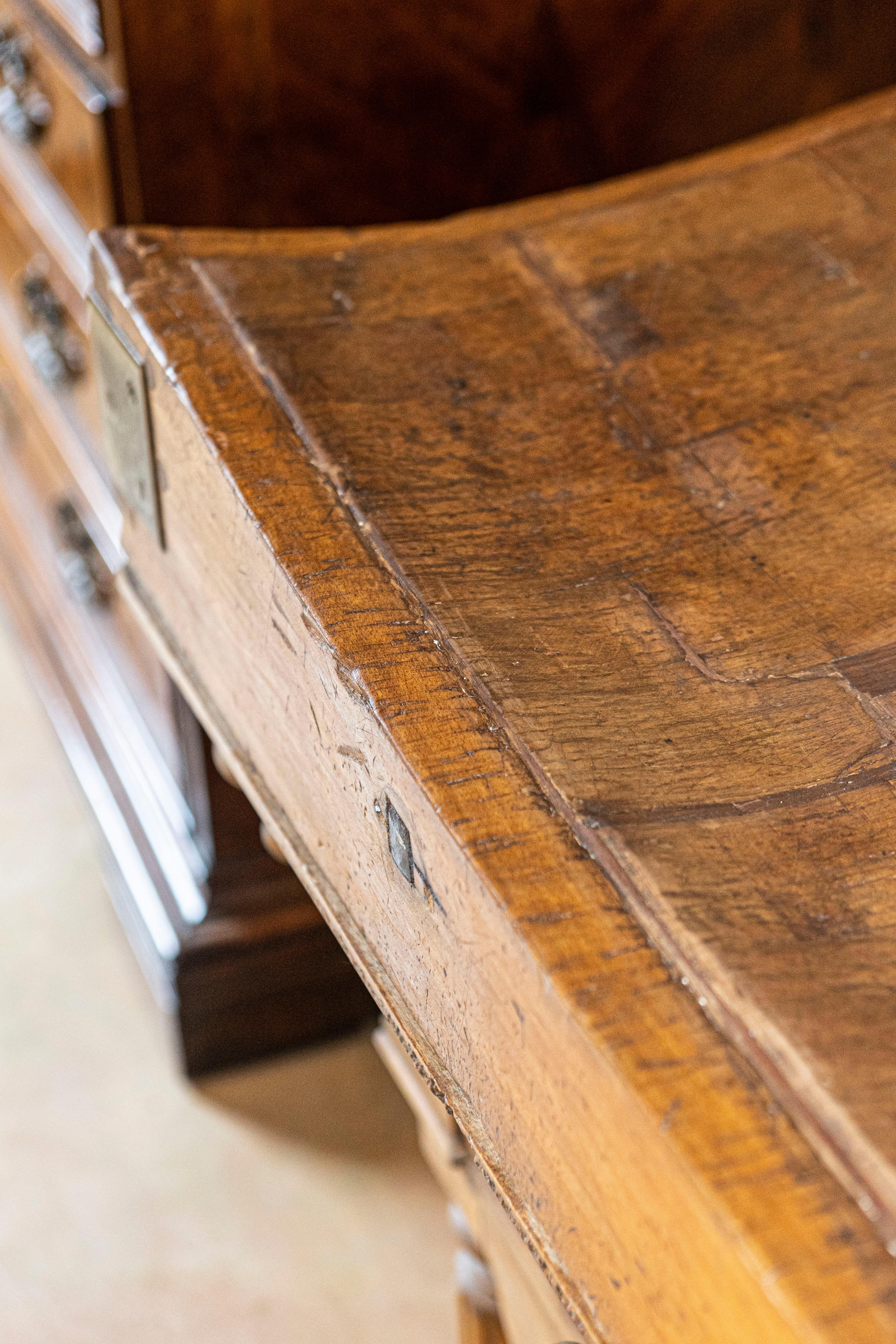 19th Century Large Belgian Light Walnut Color Butcher Block with Marker's Plaque, circa 1890