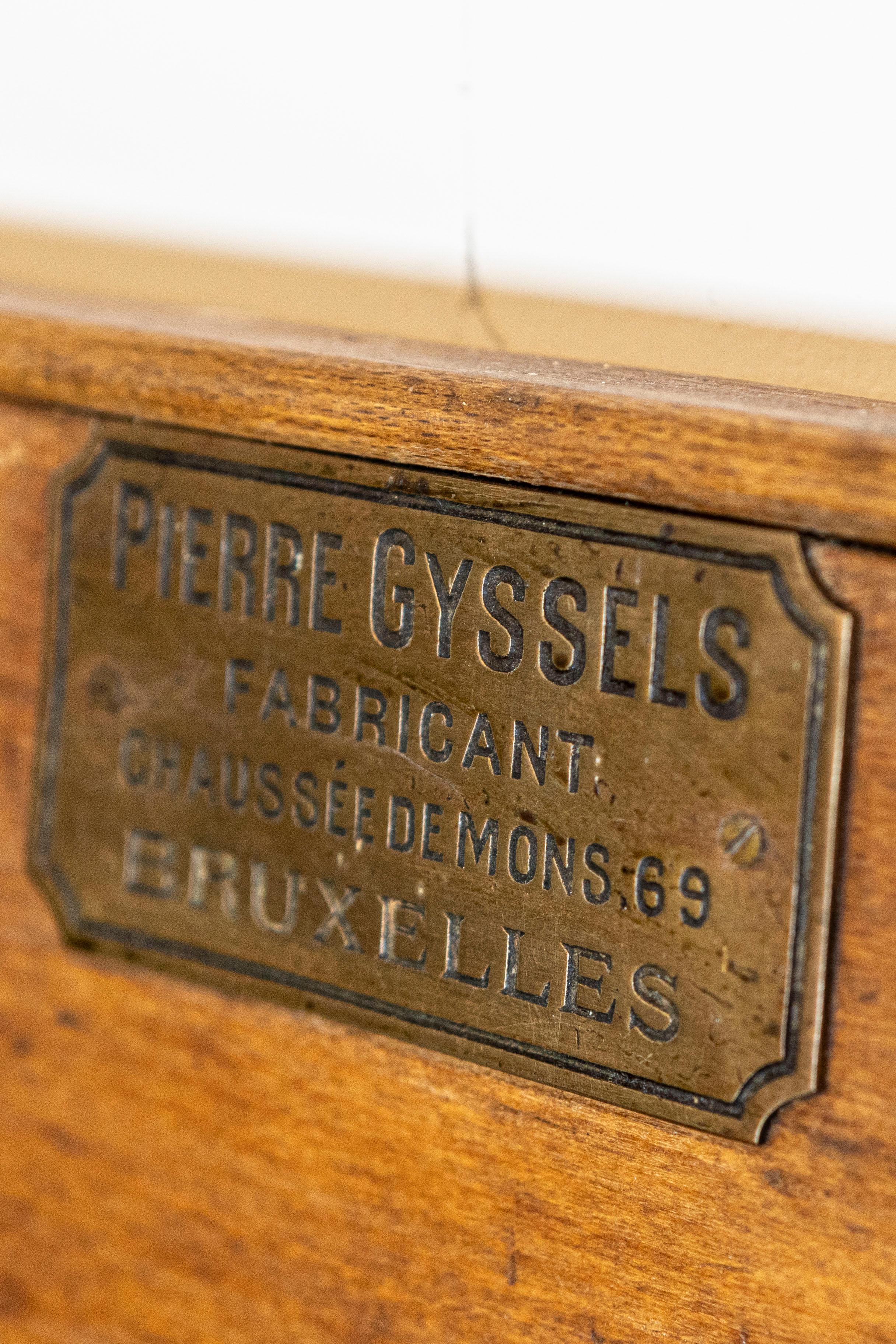 Large Belgian Light Walnut Color Butcher Block with Marker's Plaque, circa 1890 2