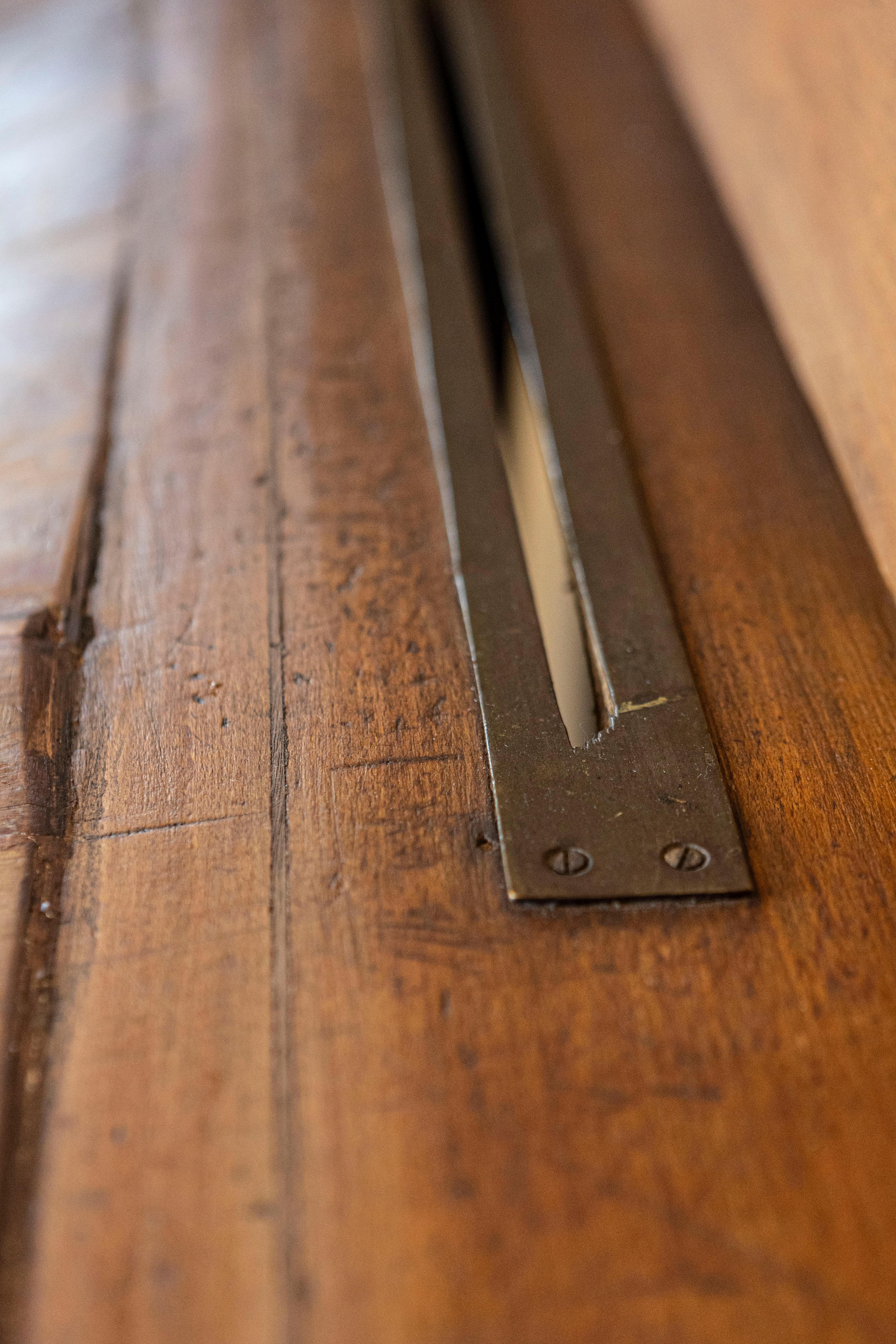 Large Belgian Light Walnut Color Butcher Block with Marker's Plaque, circa 1890 4