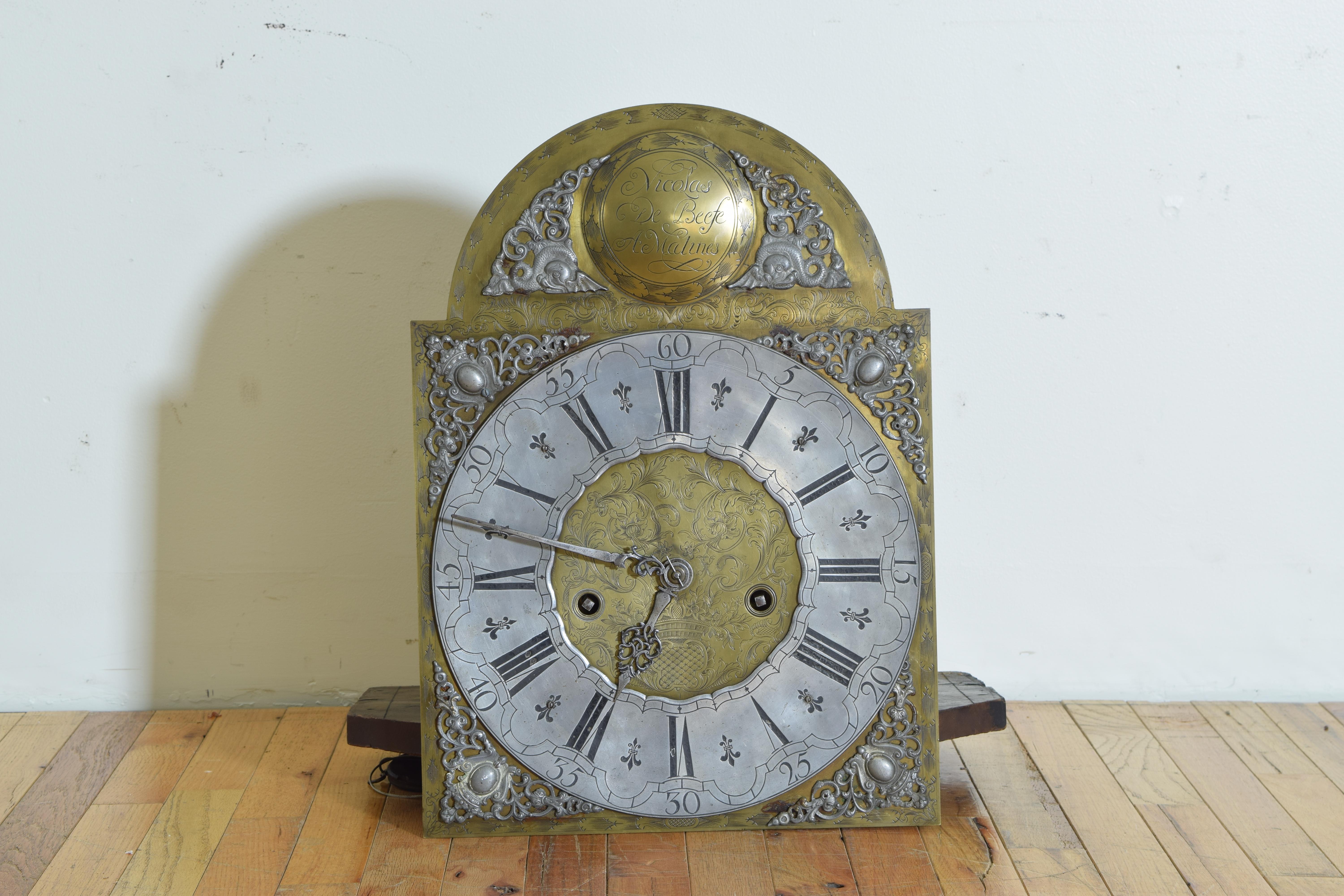 Large Belgian Louis XIV to Louis XV Period Walnut Case Clock, Nicolas De Beefe 10