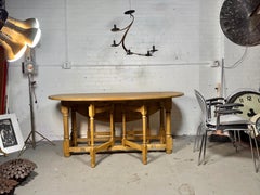 Large Belgian Oak Carved Gateleg / Drop Leaf Table, C. 1950.