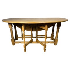 Large Belgian Oak Carved Gateleg / Drop Leaf Table, C. 1950.