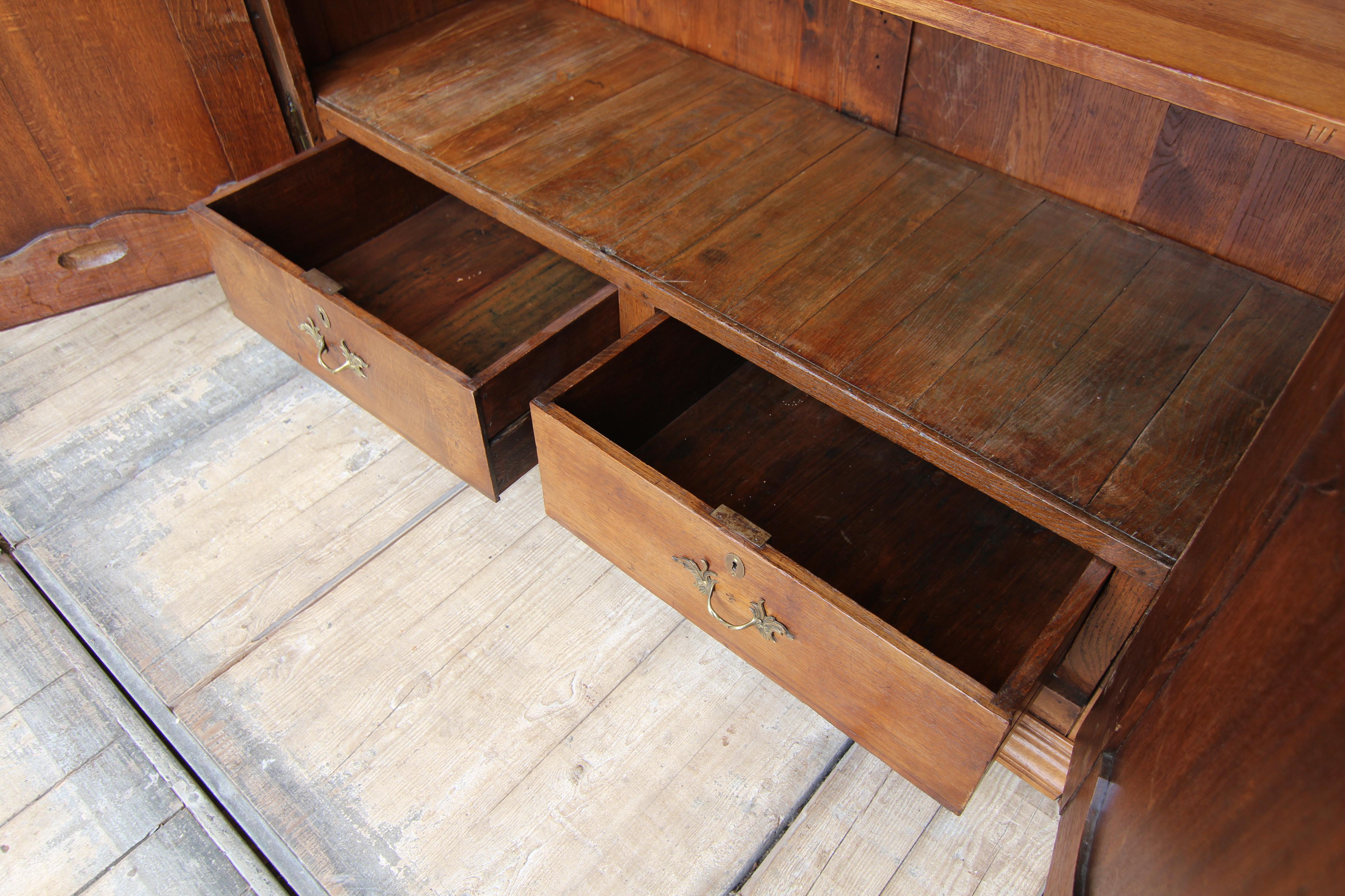 Hand-Carved Large Belgian Oak Régence Style Cabinet from Around 1800