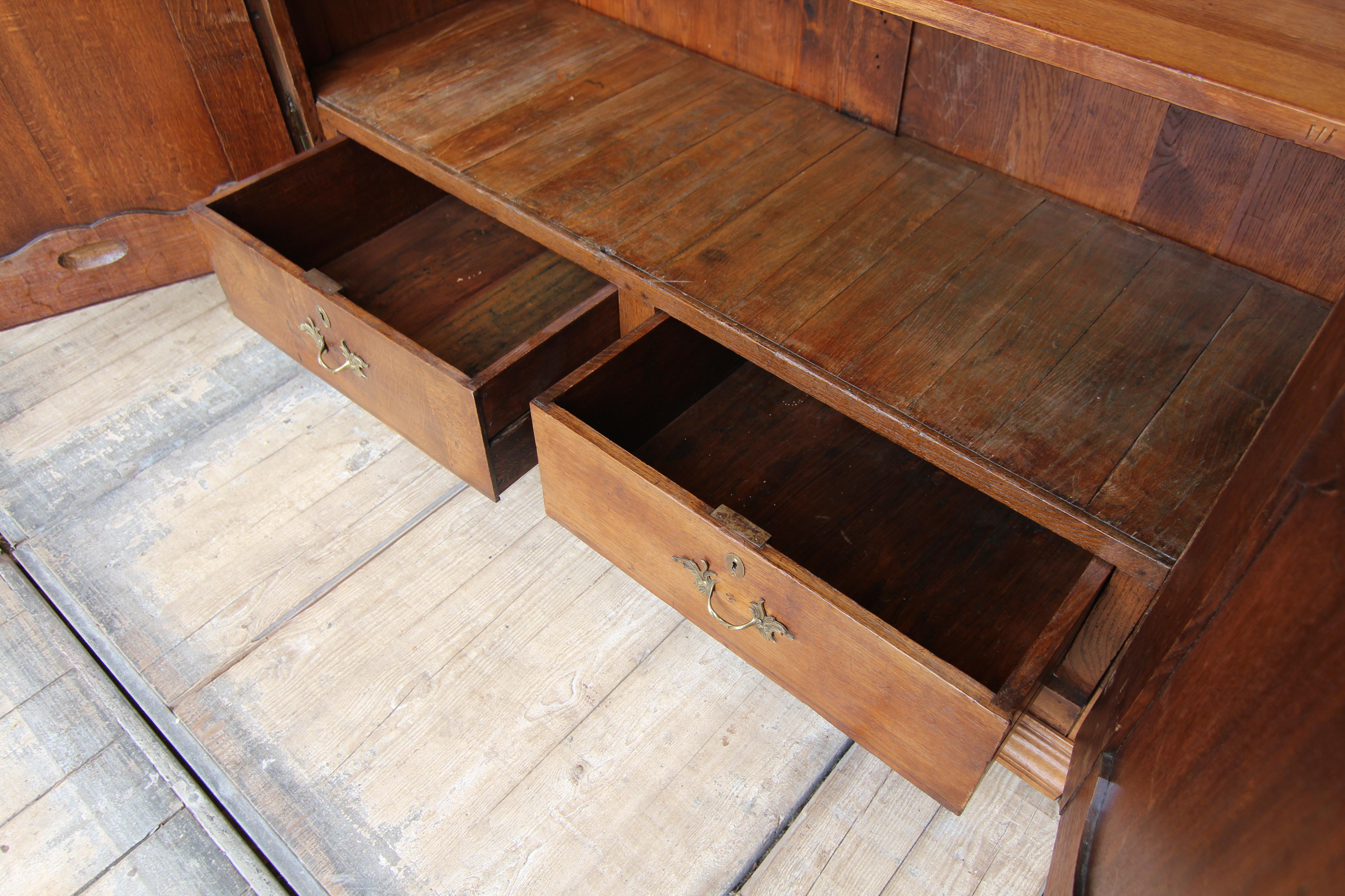 Hand-Carved Large Belgian Oak Régence Style Cabinet from Around 1800 For Sale